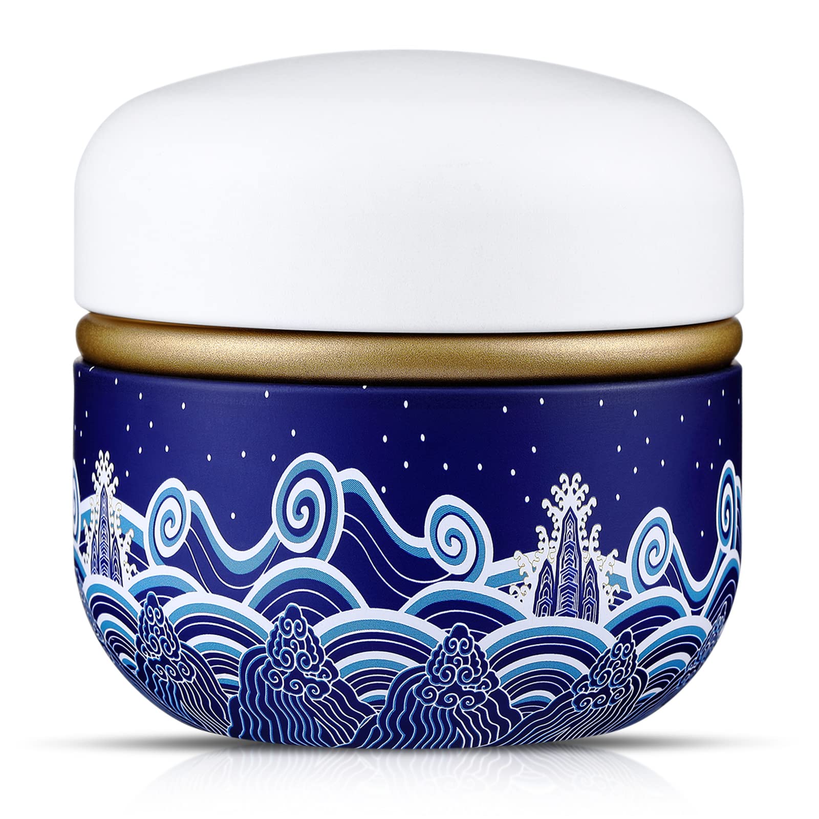 Premium Body Powder Case with Soft Powder Puff - Portable Talcum Powder Container & Tea Canister for Baby & Adult Use - Travel-Friendly Cosmetic Storage (Blue Sea) | Ideal for Diaper Bags, Gym Essentials & Home Organization