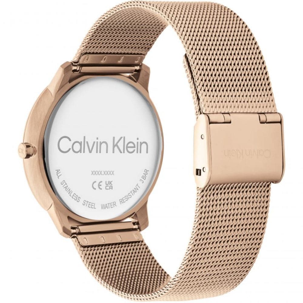 Calvin Klein Iconic Black Dial Rose Gold Milanese Strap Unisex Watch 25200029 | Luxury Fashion Timepiece for Men & Women | Perfect for Office, Date Night & Special Occasions