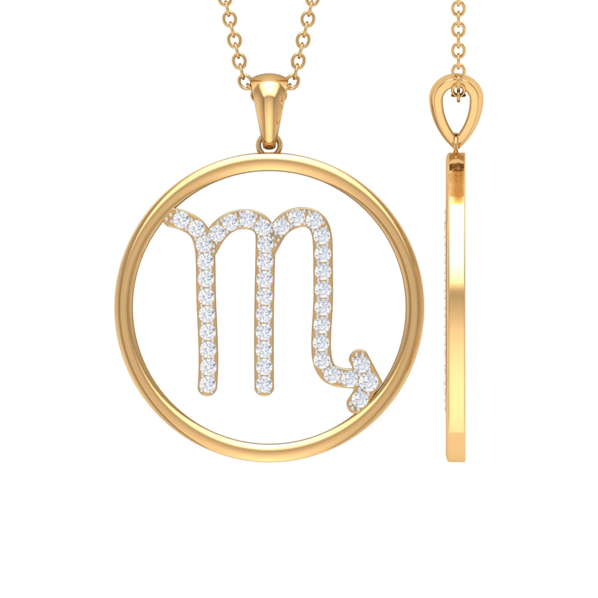 0.50 CT Cubic Zircon Scorpio Pendant Necklace for Women - 10K Solid Gold Zodiac Jewelry - Perfect Birthday Gift, Anniversary Present & Everyday Elegance