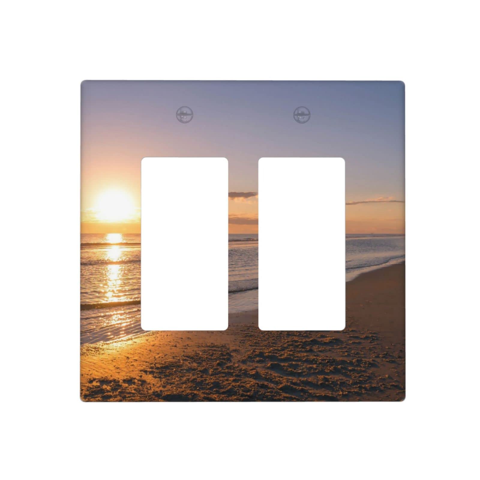 Beach Sunset Wall Plate - 2 Gang Double Rocker Decorative Light Switch Cover for Bedroom, Kitchen & Farmhouse - Coastal Home Decor, Sunset-Themed Interior Design