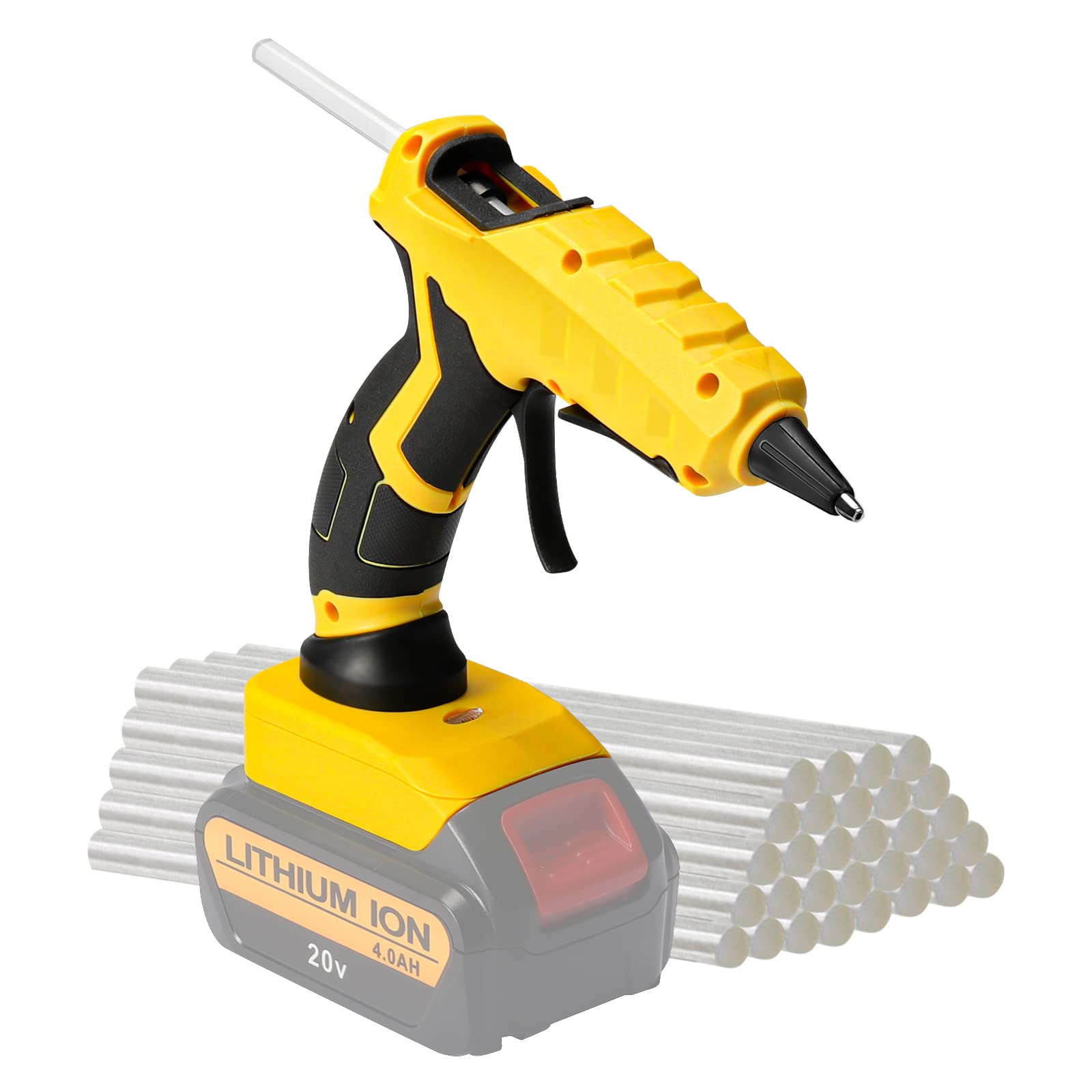 DeWalt Cordless Hot Glue Gun - 18V/20V Max Li-ion Battery Powered, 30-Second Fast Preheat, 30 Glue Sticks Included - Perfect for Arts & Crafts, DIY Projects, Home Repairs & Woodworking (Tool Only)