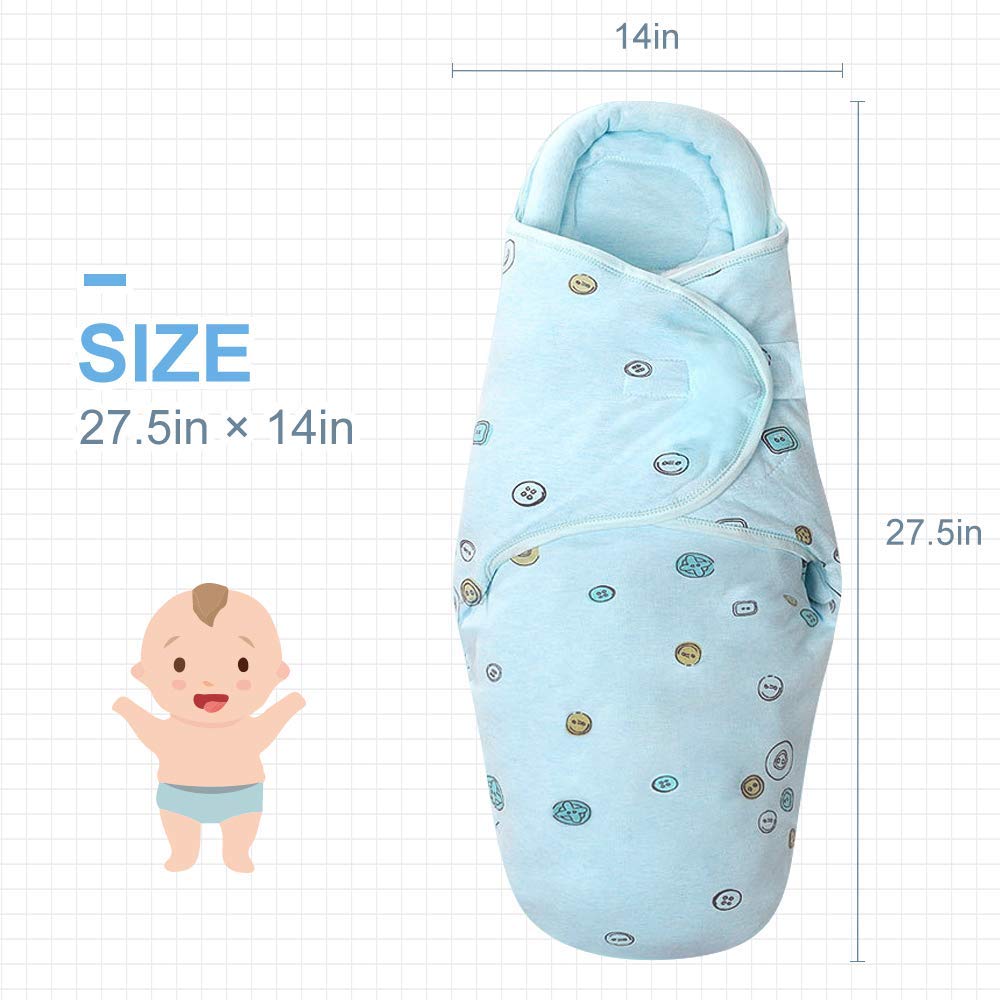 Knirose Baby Swaddle Blankets - Soft Unisex Newborn Swaddle Wrap for Boys & Girls 0-6 Months | Breathable Combed Cotton Wearable Sleep Sack with Secure Buttons (Blue) | Perfect for Nursery, Naptime & Swaddling Comfort