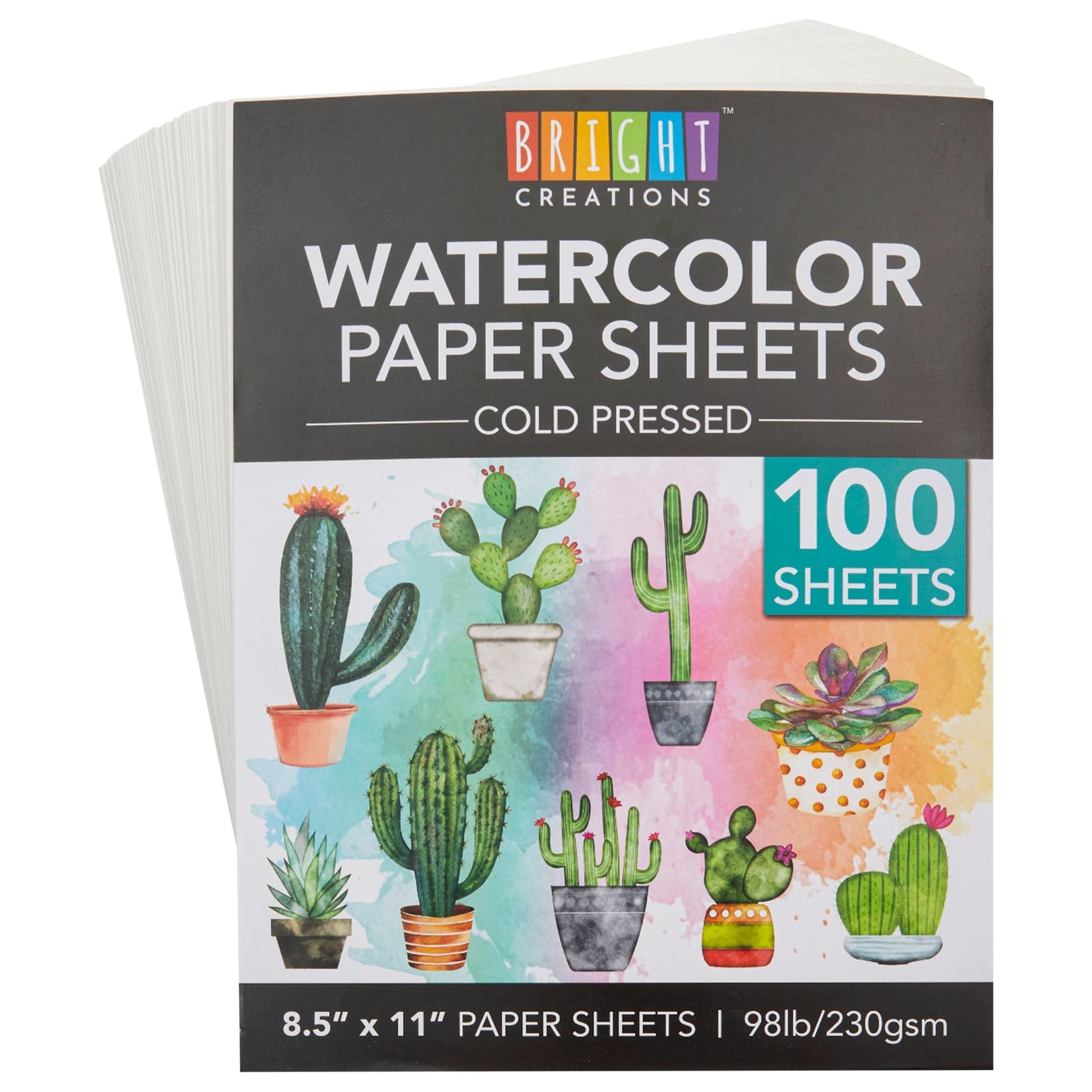 Bright Creations 100 Sheets Cold Press Watercolor Paper - 8.5 x 11 Inch Acid-Free Artist Paper Pad for Painting, Sketching & Mixed Media | Perfect for Beginners & Professional Artists | Ideal for Watercolor Techniques, Art Projects & Classroom Use
