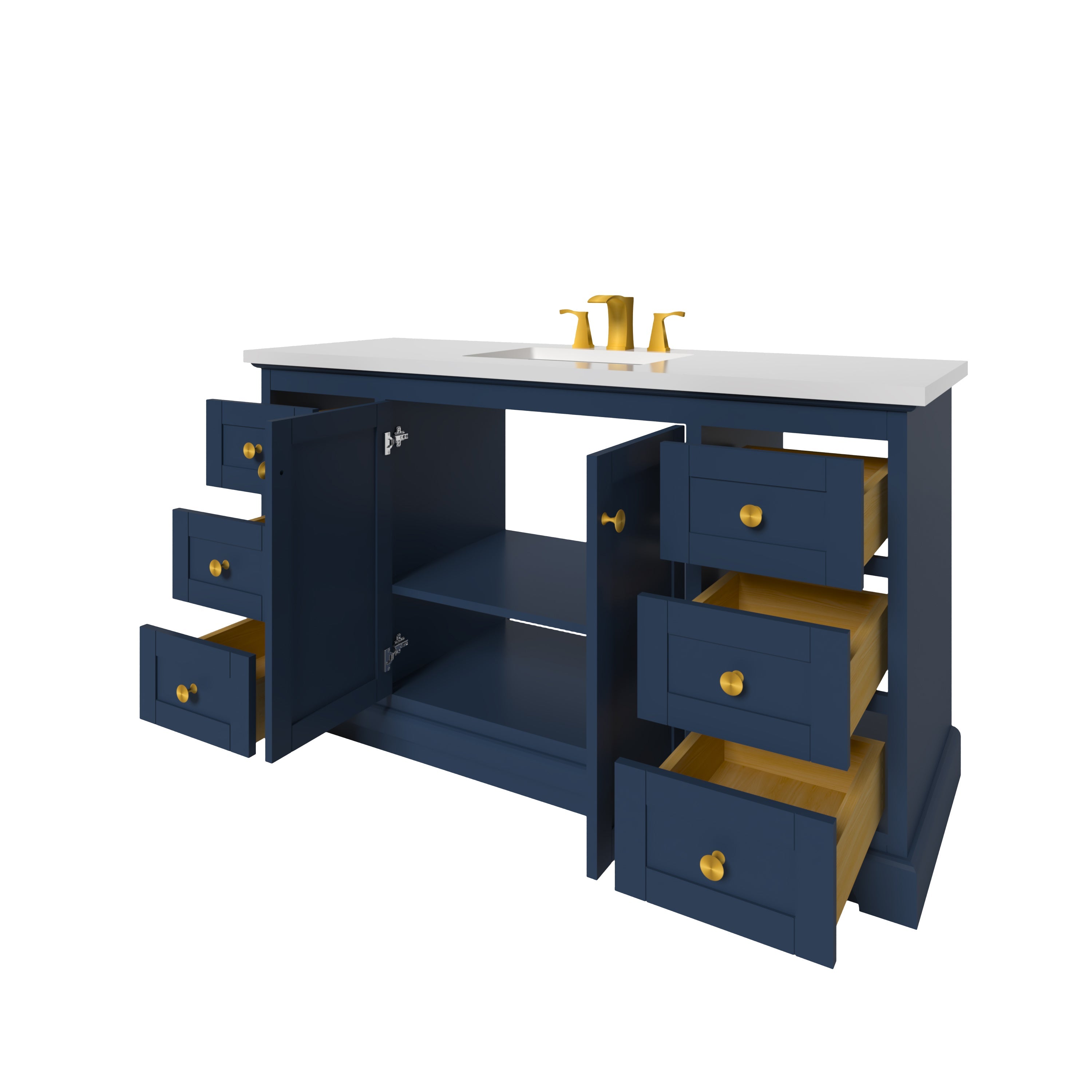 Marietta 59.5 Inch Single Bathroom Vanity Blue Cabinet Only - Modern Bathroom Storage Solution for Small Spaces & Powder Rooms