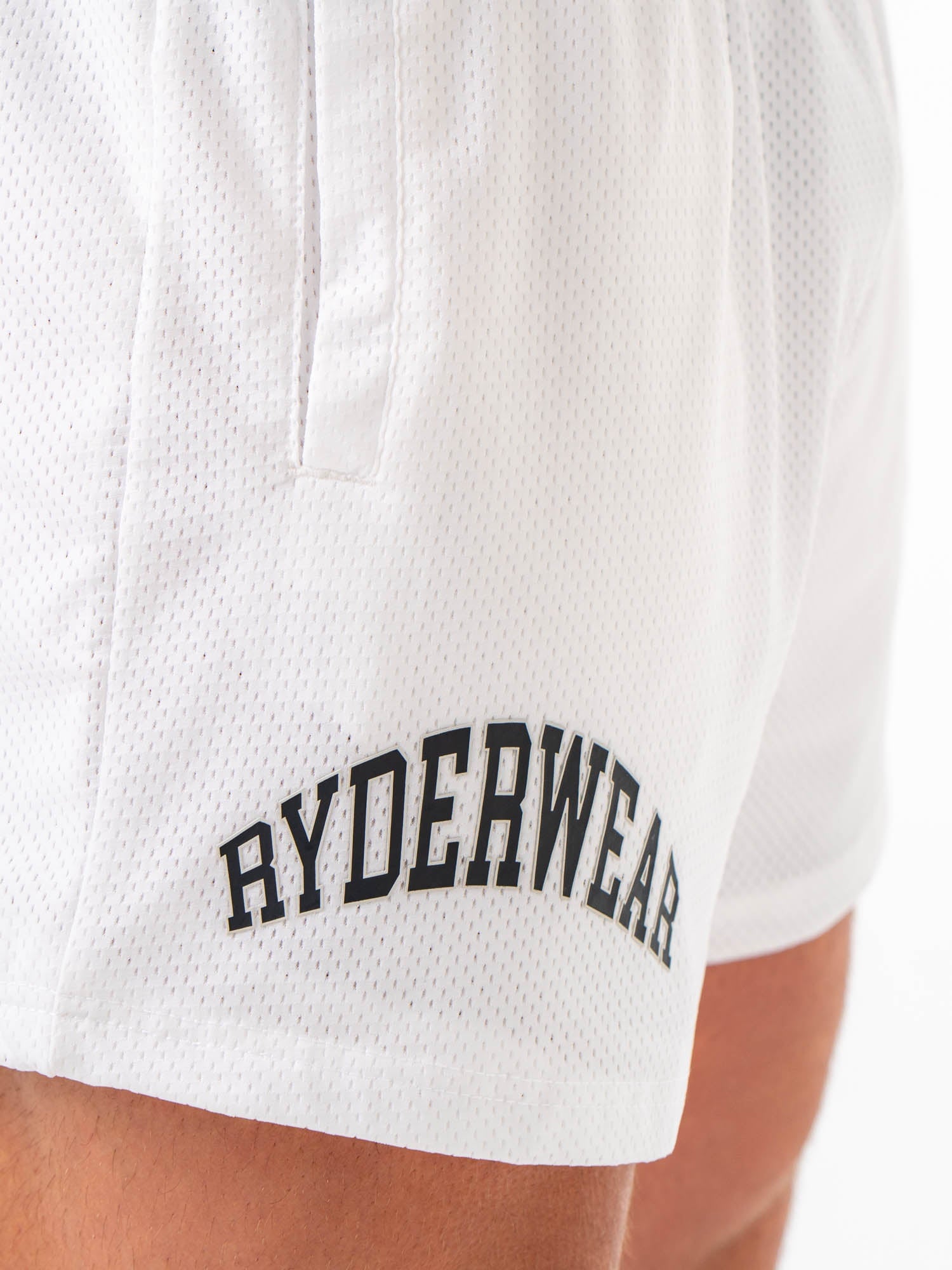 Men's White Collegiate Mesh Athletic Shorts - Comfortable & Breathable for Running, Gym, and Casual Wear