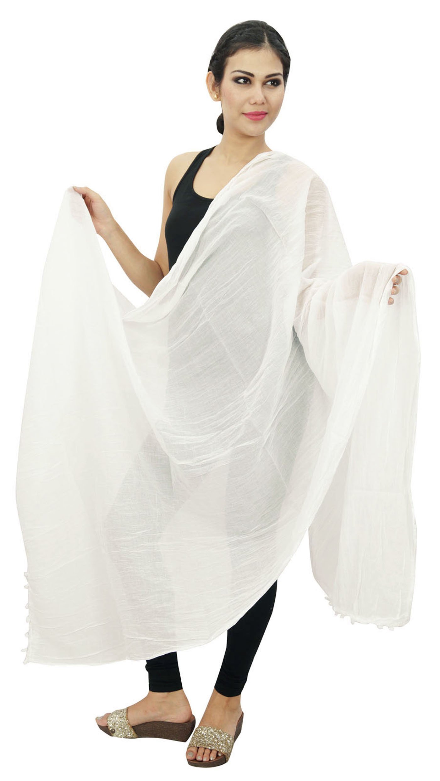 Long Cotton Blend Dupatta Scarf for Women - Soft Indian Chunni Stole, Neck Wrap & Head Scarf - Perfect for Weddings, Parties & Boho Fashion