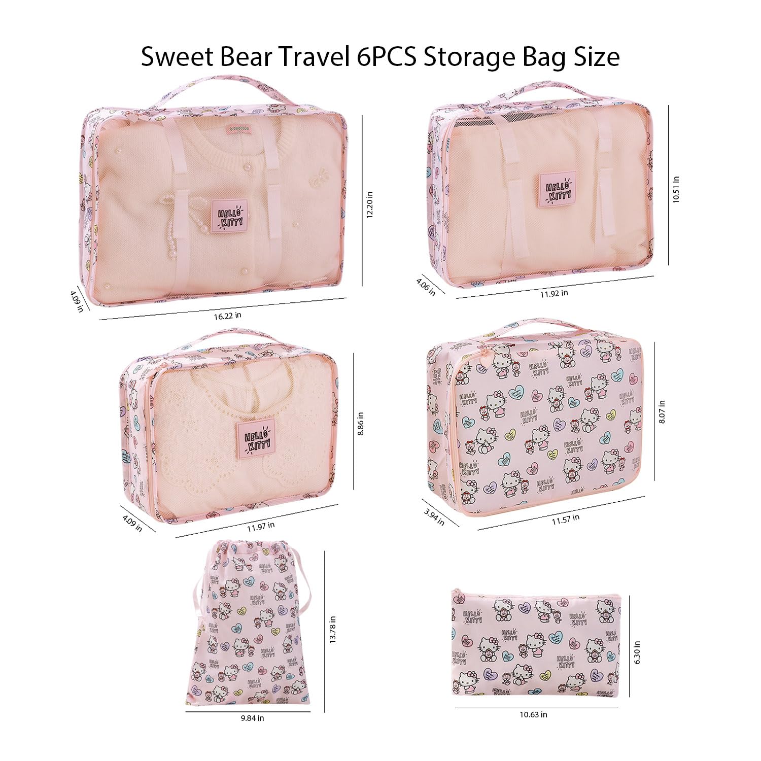 AmBealla 6-Piece Travel Organizer Set - Waterproof Pink Twill Packing Cubes for Luggage & Suitcase | Perfect for Business Trips, Vacations & Women's Clothing Storage | Compact Travel Accessories for Organized Packing