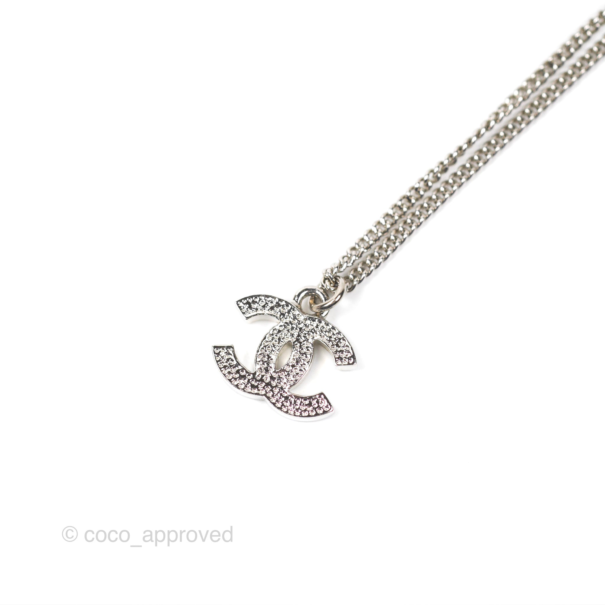 Chanel CC Crystal Necklace - Silver Tone 11V Pendant for Women | Elegant Fashion Jewelry Gift for Birthday, Anniversary & Special Occasions