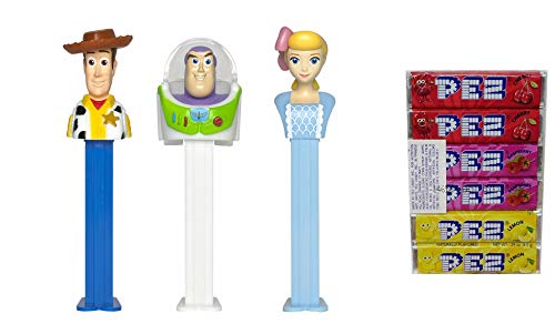 Disney Toy Story 4 PEZ Candy Dispensers Set - Buzz Lightyear, Woody & Bo Peep Collectibles with 6 Candy Refills | Fun Gift for Kids, Movie Fans & Collectors | Birthday Party Favors, Office Treats & Nostalgic Snacking