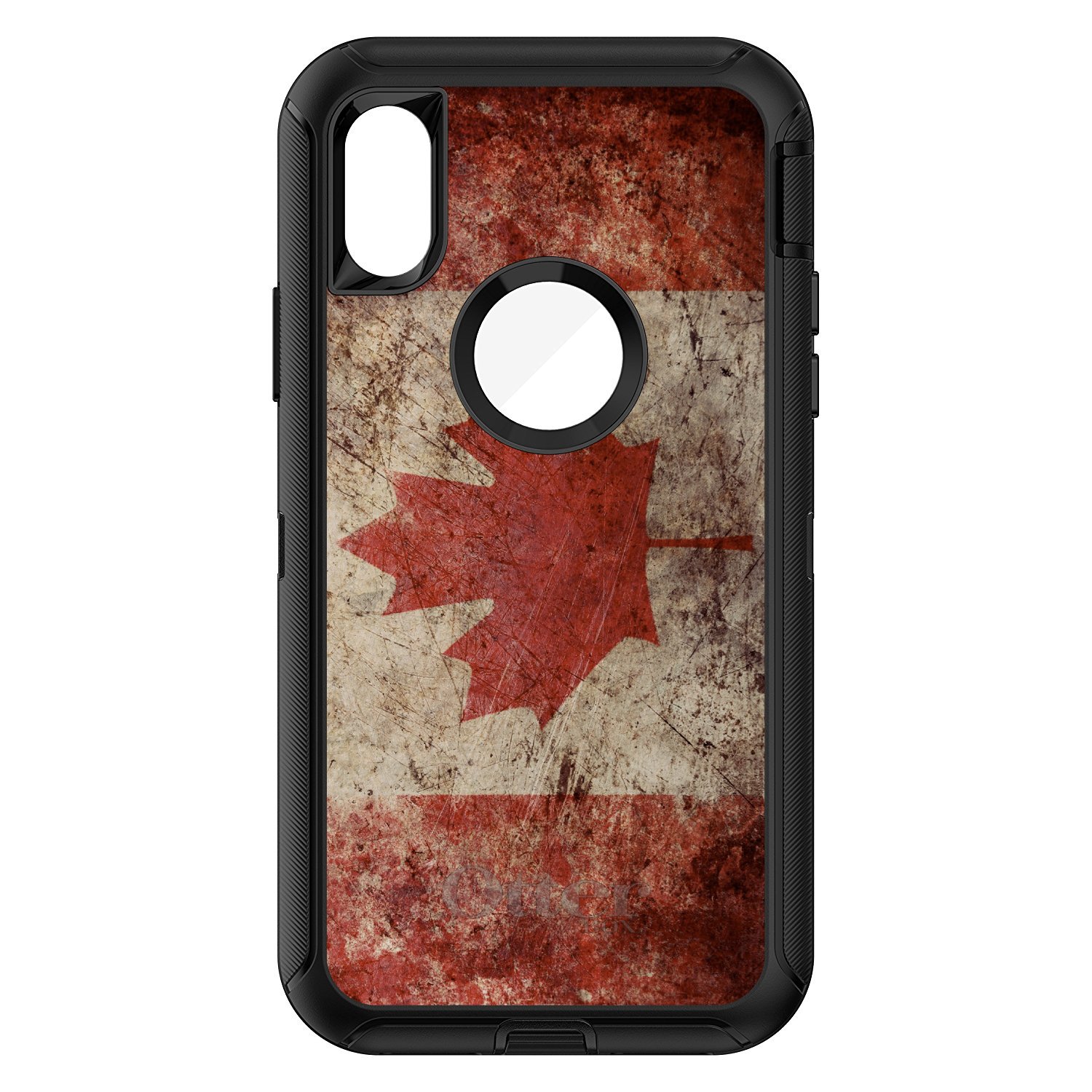 DistinctInk iPhone XR Case (6.1 Inch) - Durable Protective Cover with Vintage Canadian Flag Design | Replacement for OtterBox Defender | Perfect for Outdoor Activities, Travel & Showing Patriotism