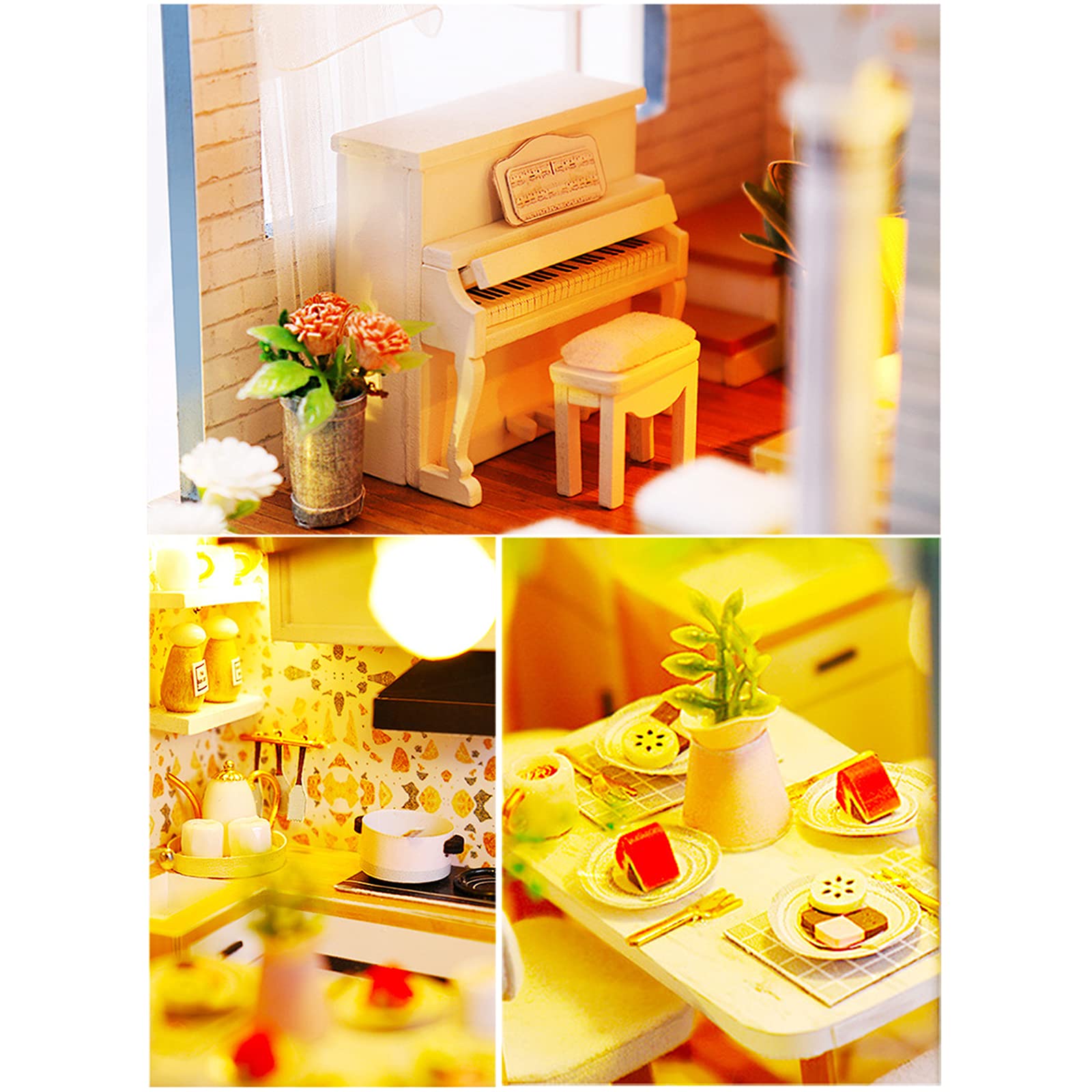 DIY Miniature Wooden Dollhouse Kit - Christmas Birthday Gift for Kids, Assembly Puzzle Toy with Dust Proof Cover - Perfect for Home Decor, Playtime & Creative Learning