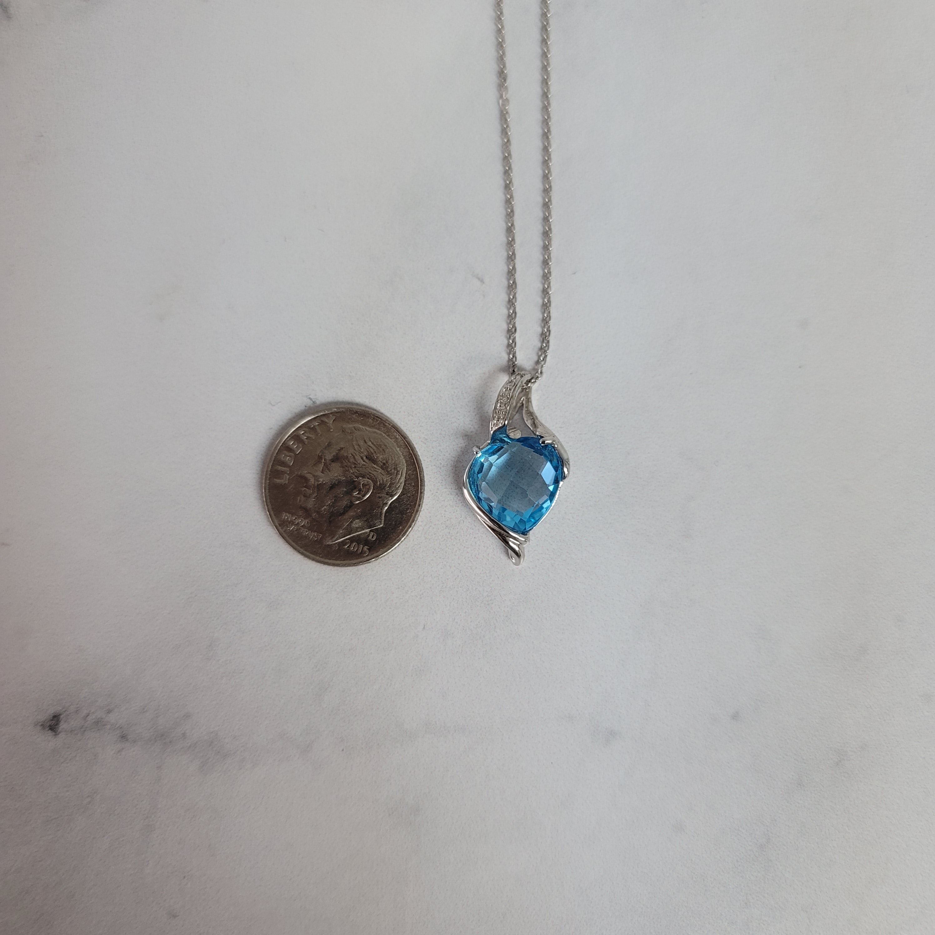 14K White Gold Heart Shaped Blue Topaz Necklace 4.33cttw - Elegant Birthstone Jewelry for Valentine's Day, Anniversary & Romantic Gifts
