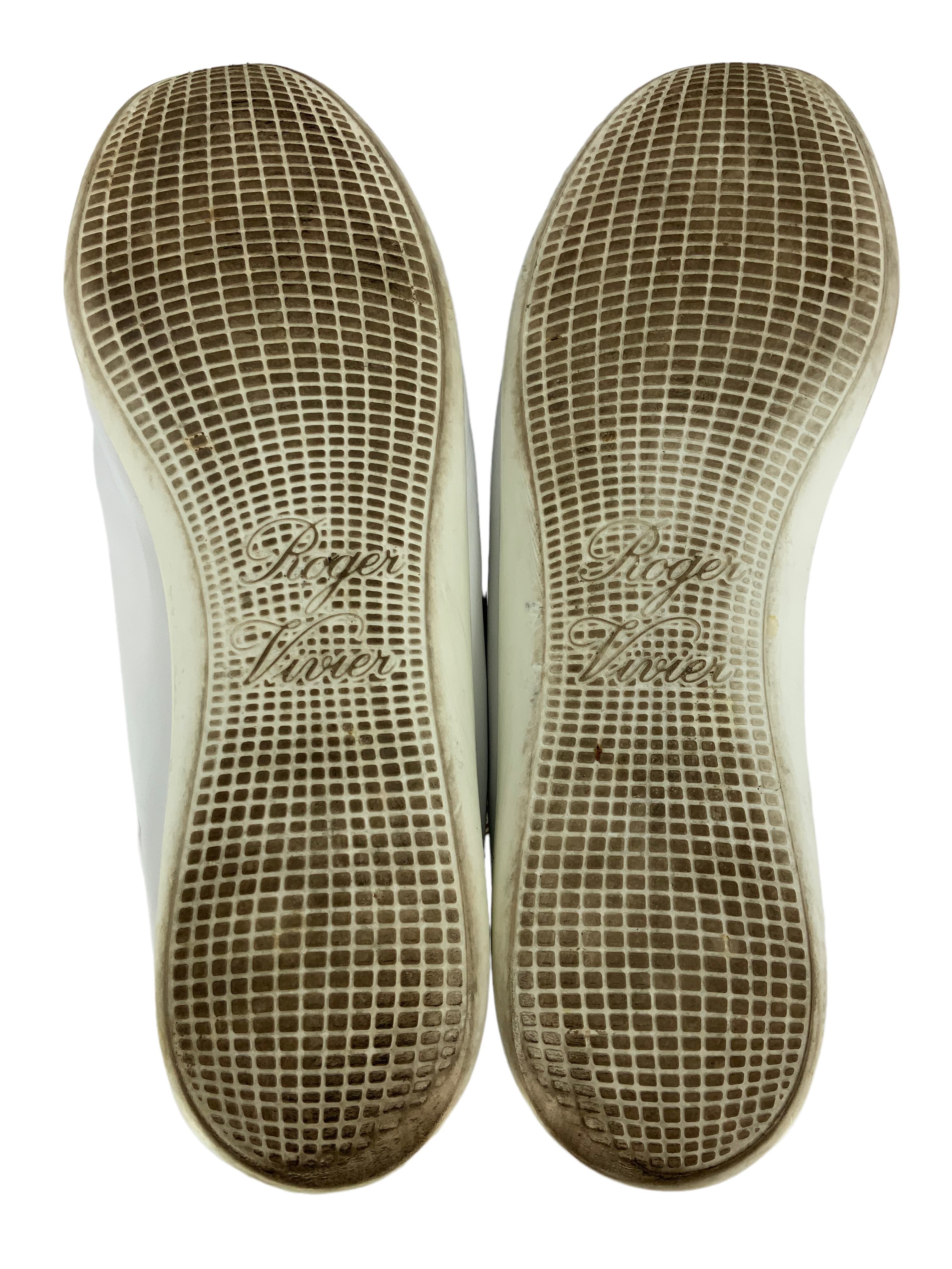 Roger Vivier Sporty Viv Etiquette Sneakers for Women - Size 7.5 US | Comfortable & Stylish White Leather Sneakers for Casual Wear, Work & Travel