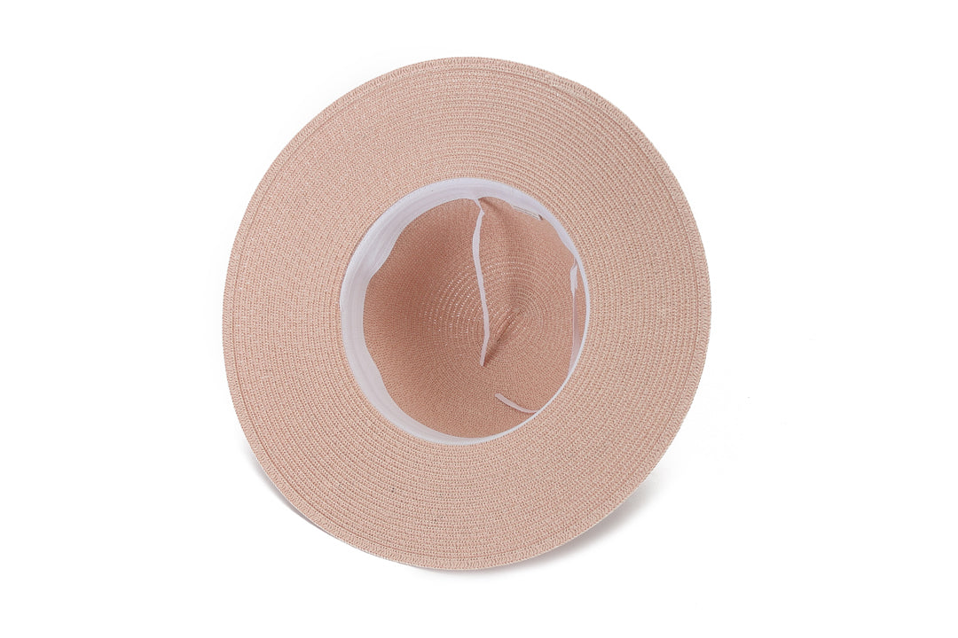 Elegant Pink Orchid Floral Print Hat for Women - Navy Blue Sun Hat with Wide Brim for Beach, Garden, and Outdoor Activities