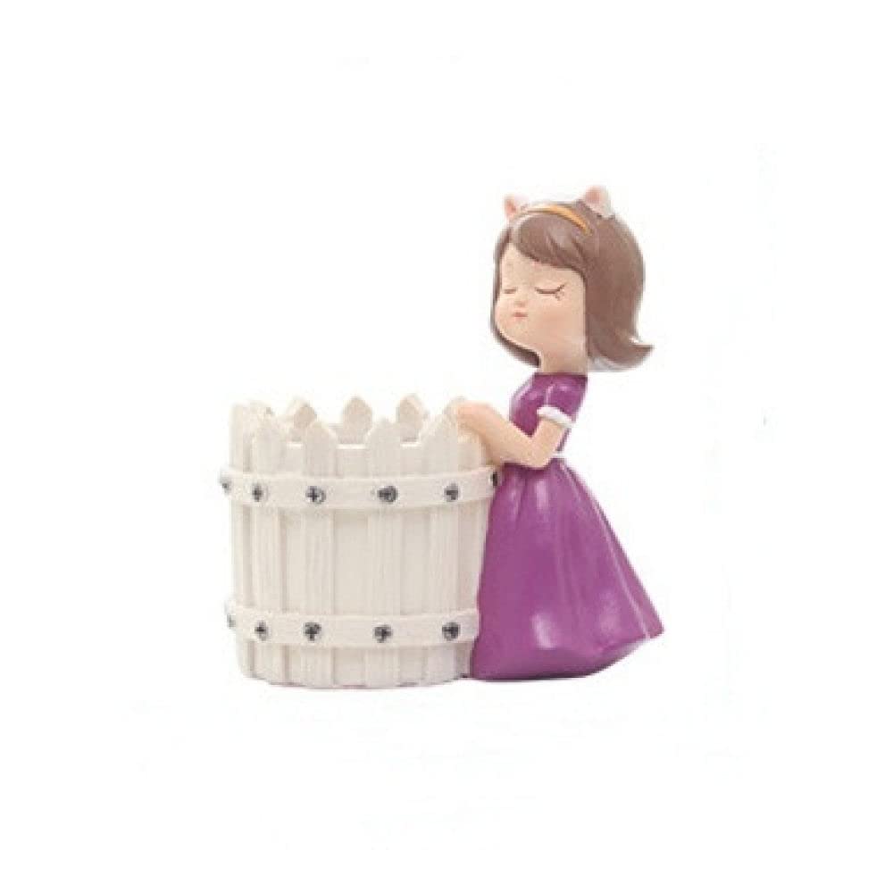 HUANSUN Cute Girl Series Flowerpot - Desktop Bonsai Planter, Resin Succulent Pot, Home & Garden Decor, Art Vase for Indoor Plants - Perfect for Office Desk, Living Room, and Windowsill Decorations