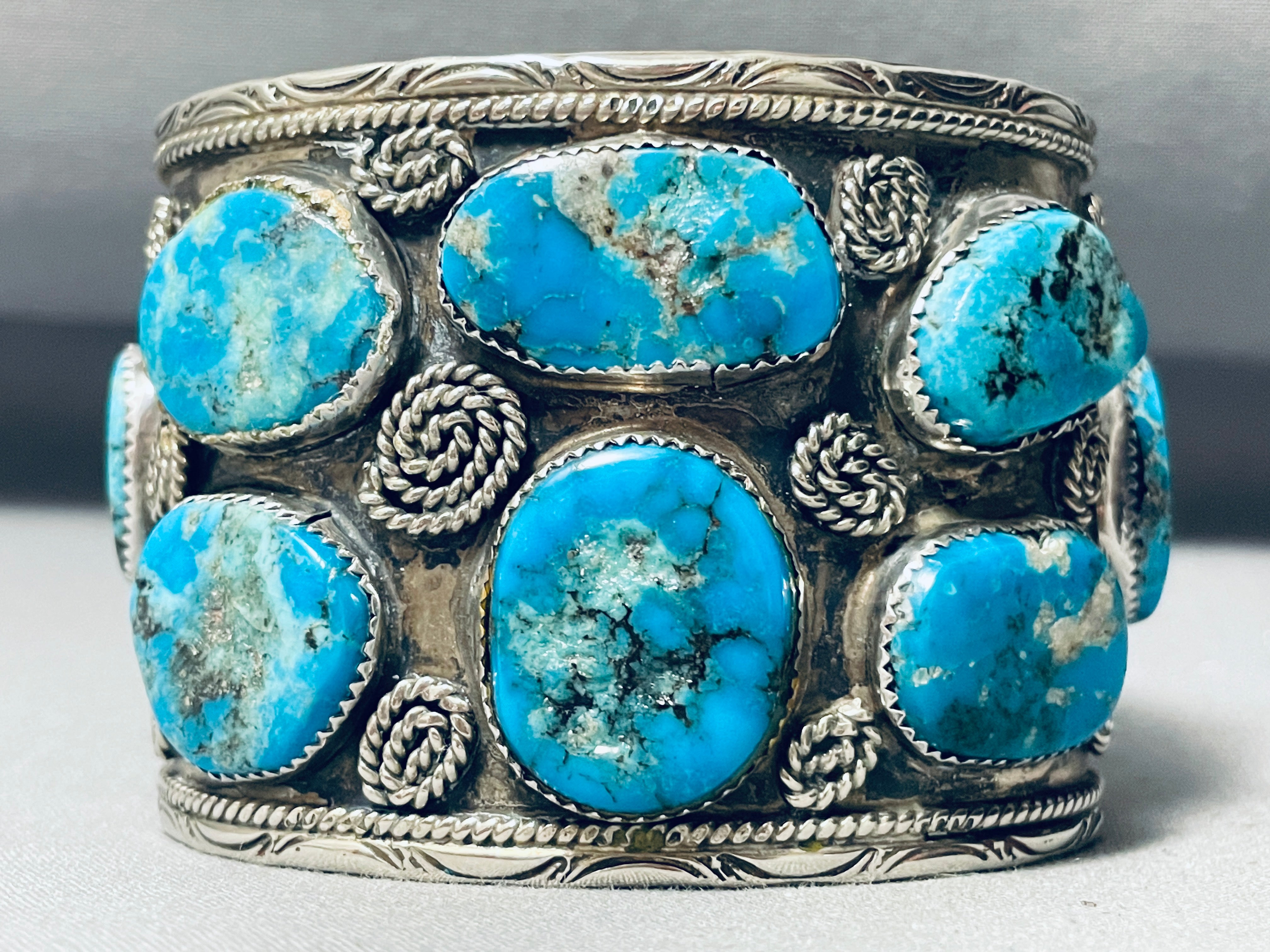 100 Gram Heavy Vintage Native American Navajo Boulder Turquoise Sterling Silver Bracelet - Handmade Jewelry for Women, Boho Chic Accessory, Perfect for Festivals & Special Occasions