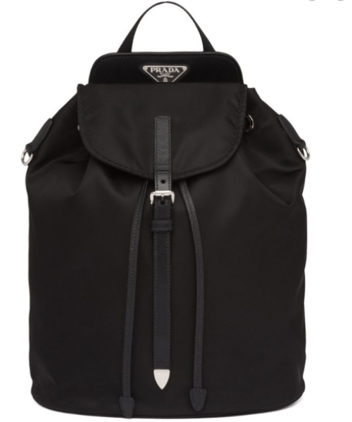 Prada Black Nylon & Saffiano Leather Backpack for Women & Men | Luxury Designer Backpack for Travel, Work & Everyday Use