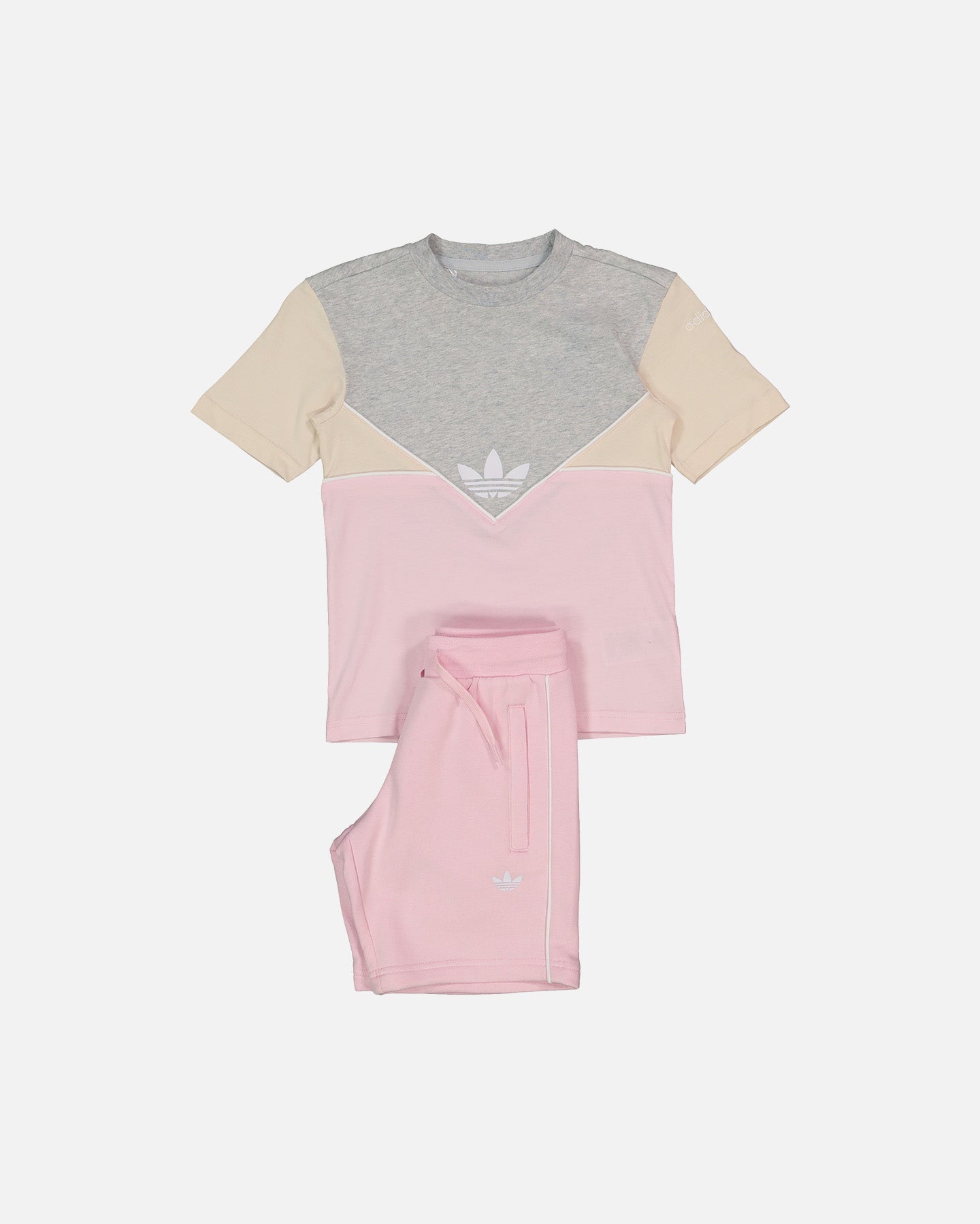 Adidas Kids' Adicolour Shorts and T-Shirt Set - Clear Pink | Comfortable Athletic Outfit for Boys & Girls | Perfect for Sports, Playdates, and Casual Wear