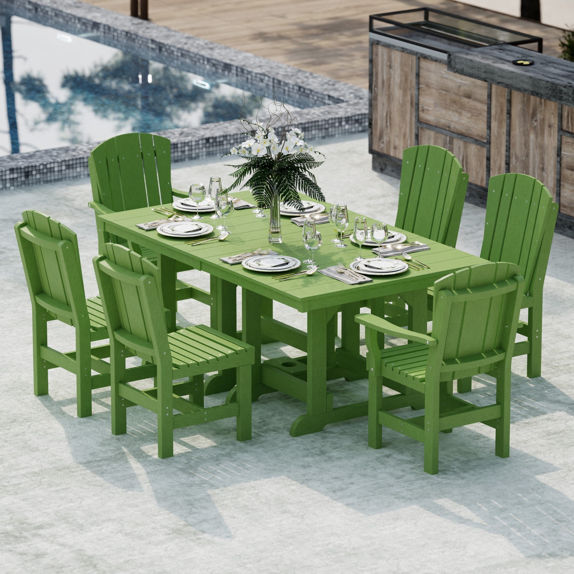 Heritage 7-Piece 44x72 Inch Dining Table Set with Chairs - Perfect for Family Gatherings, Dinner Parties & Outdoor Entertaining