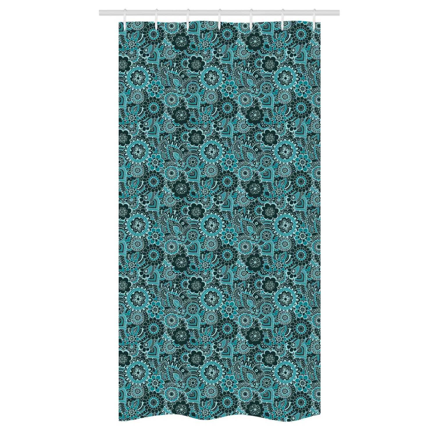 Ambesonne Floral Shower Curtain Set with Hooks - Classic Swirling Flower Print Bathroom Decor, 36x72 Inches, Sea Green - Perfect for Vintage Style Bathrooms, Guest Baths & Spa Retreats