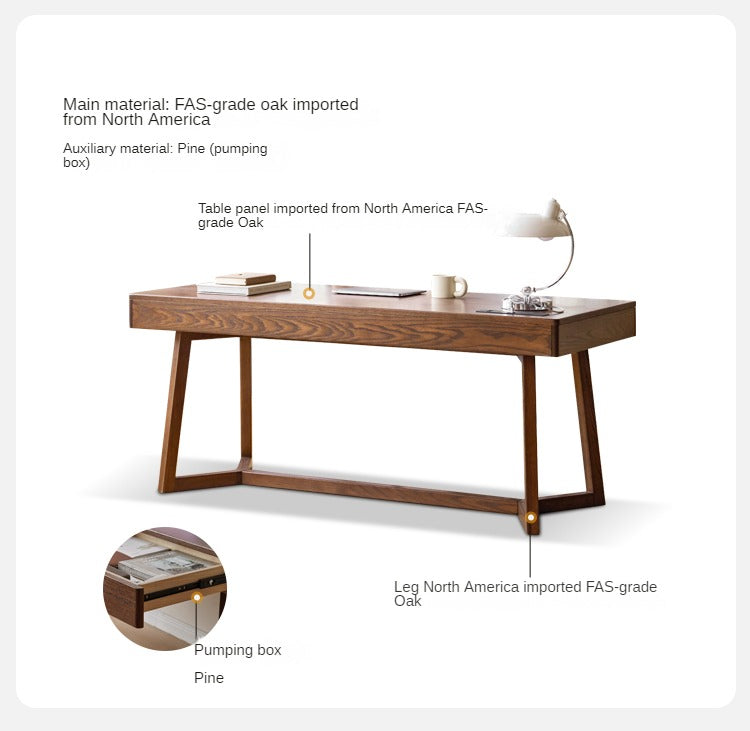 Premium Black Walnut & Oak Solid Wood Italian Modern Office Desk - Executive Home Office Furniture for Professionals & Remote Work