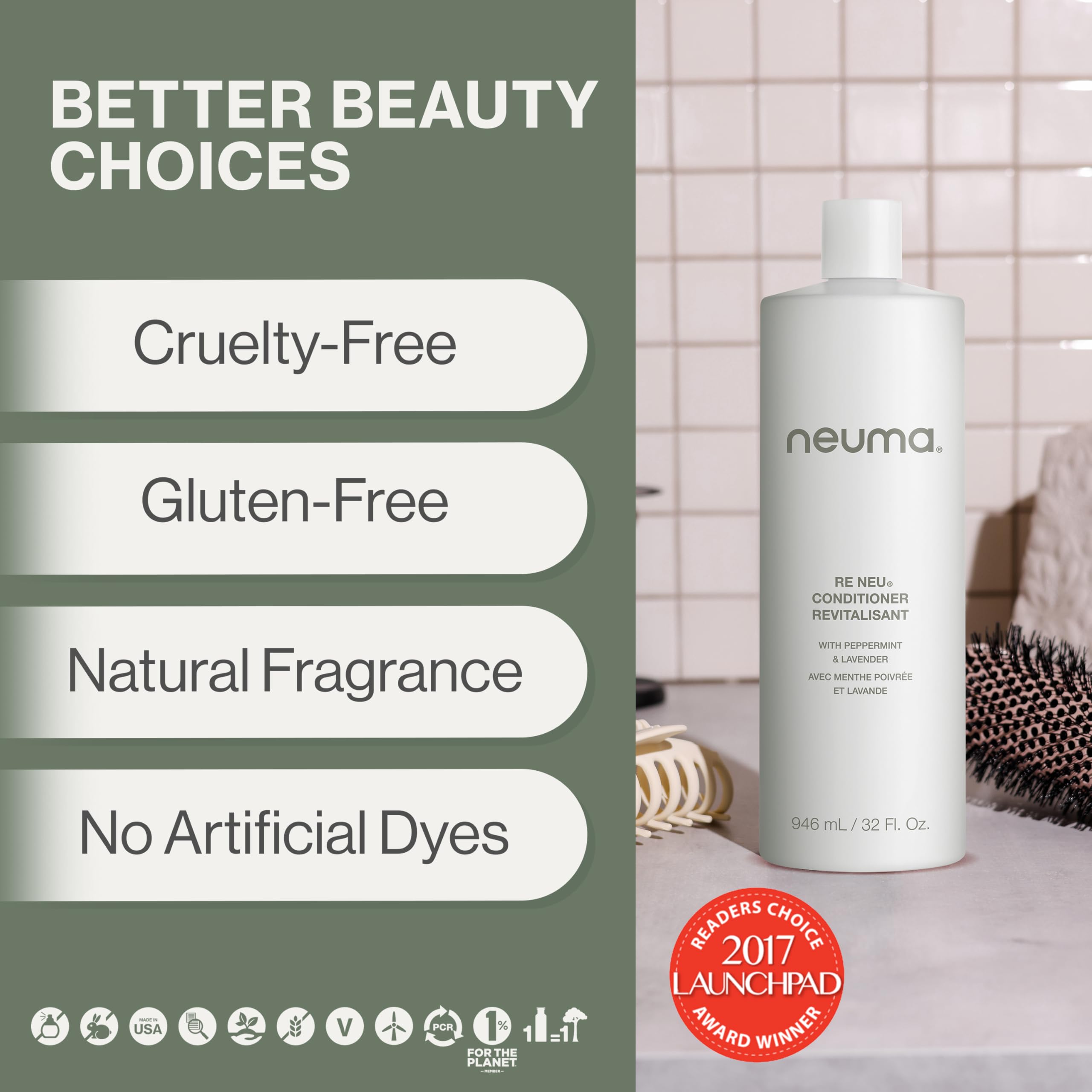 Neuma Re Neu Conditioner - Hydrating & Repairing Hair Treatment for Damaged Hair - Perfect for Dry, Frizzy, and Color-Treated Hair at Home or Salon Use