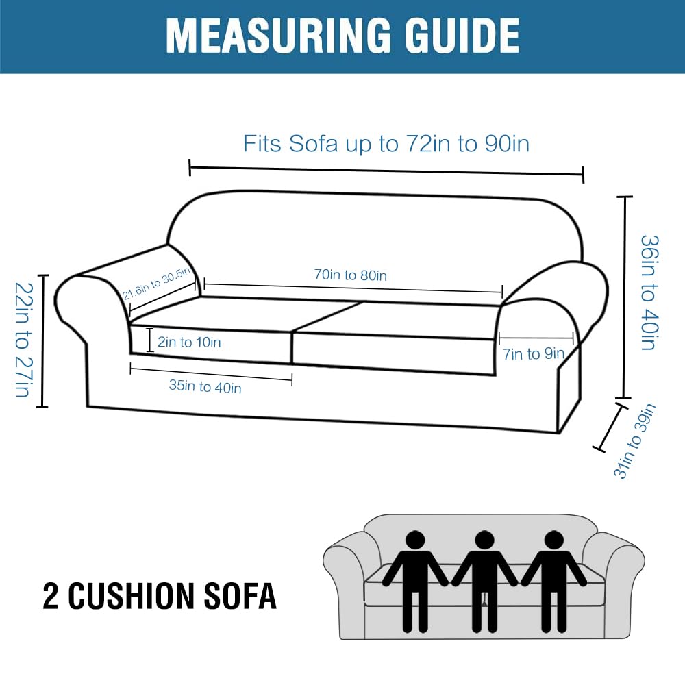 H.VERSAILTEX 3-Piece Stretch Velvet Sofa Slipcover Set - Ultra Soft Plush Fabric, Non-Slip Design Fits Couches Up to 90