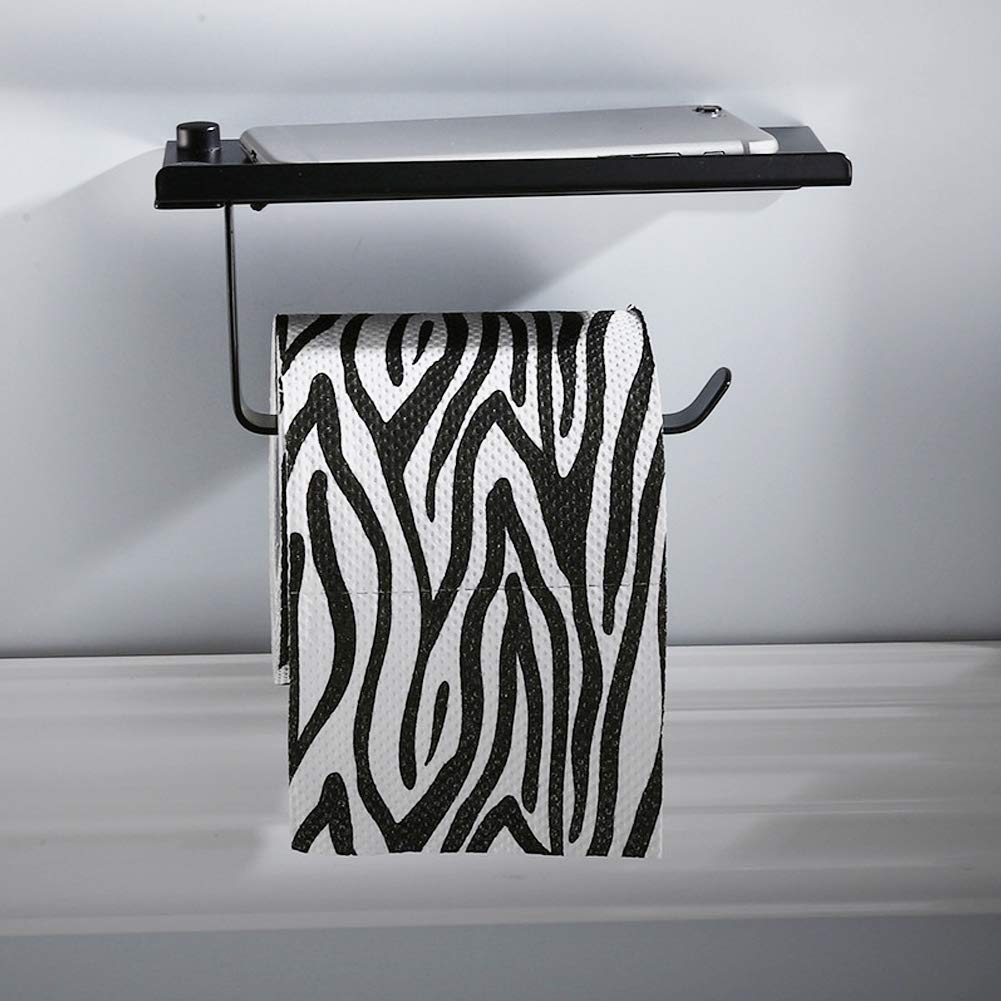 Vbestlife Stainless Steel Roll Paper Holder & Tissue Rack - Bathroom Toilet Paper Dispenser for Home & Hotel - Space Saving Design with Aluminum Phone Holder - Perfect for Small Bathrooms & Powder Rooms