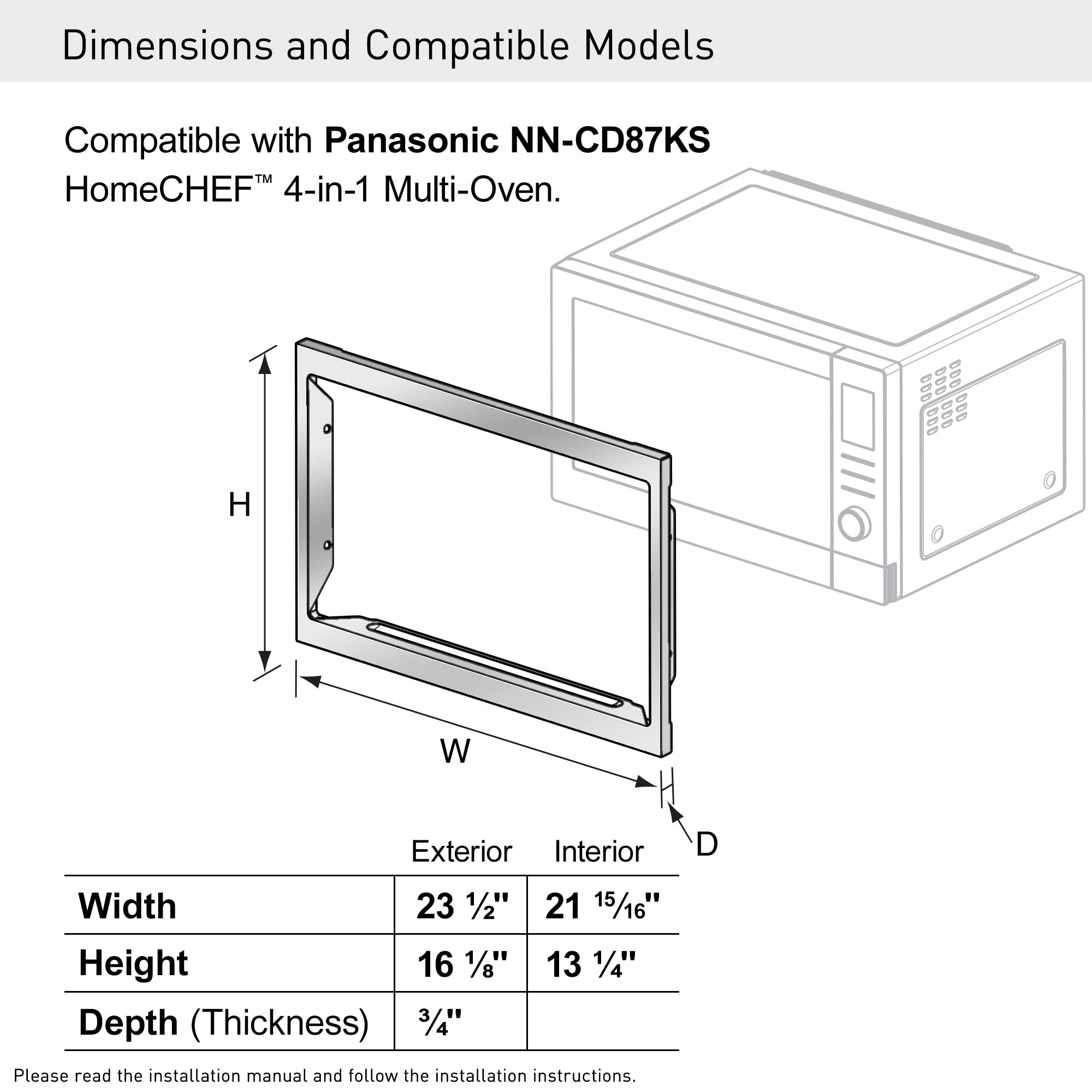 Panasonic NN-TK81KCS 24-inch Stainless Steel Microwave Trim Kit - Compatible with 1.2 cu ft NN-CD87KS Microwave Oven | Perfect for Built-in Kitchen Installation & Seamless Appliance Integration