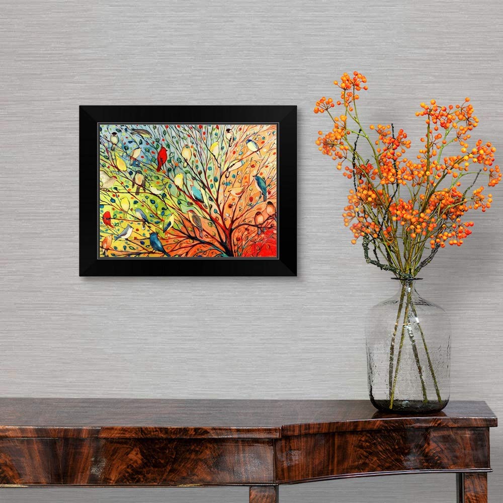 Twenty Seven Birds Black Framed Canvas Art Print - Handmade Bird Wall Decor for Living Room, Bedroom & Office - Premium Gallery-Wrapped Framed Artwork