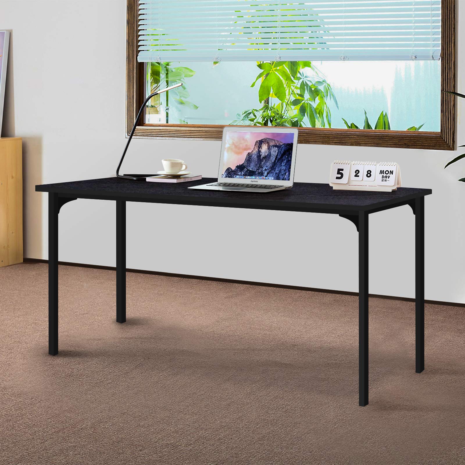 Simple Deluxe 47 Inch Home Office Computer Desk - Sturdy Black Study Desk for Work, Gaming & Writing | Perfect for Small Spaces, Dorm Rooms & Home Offices