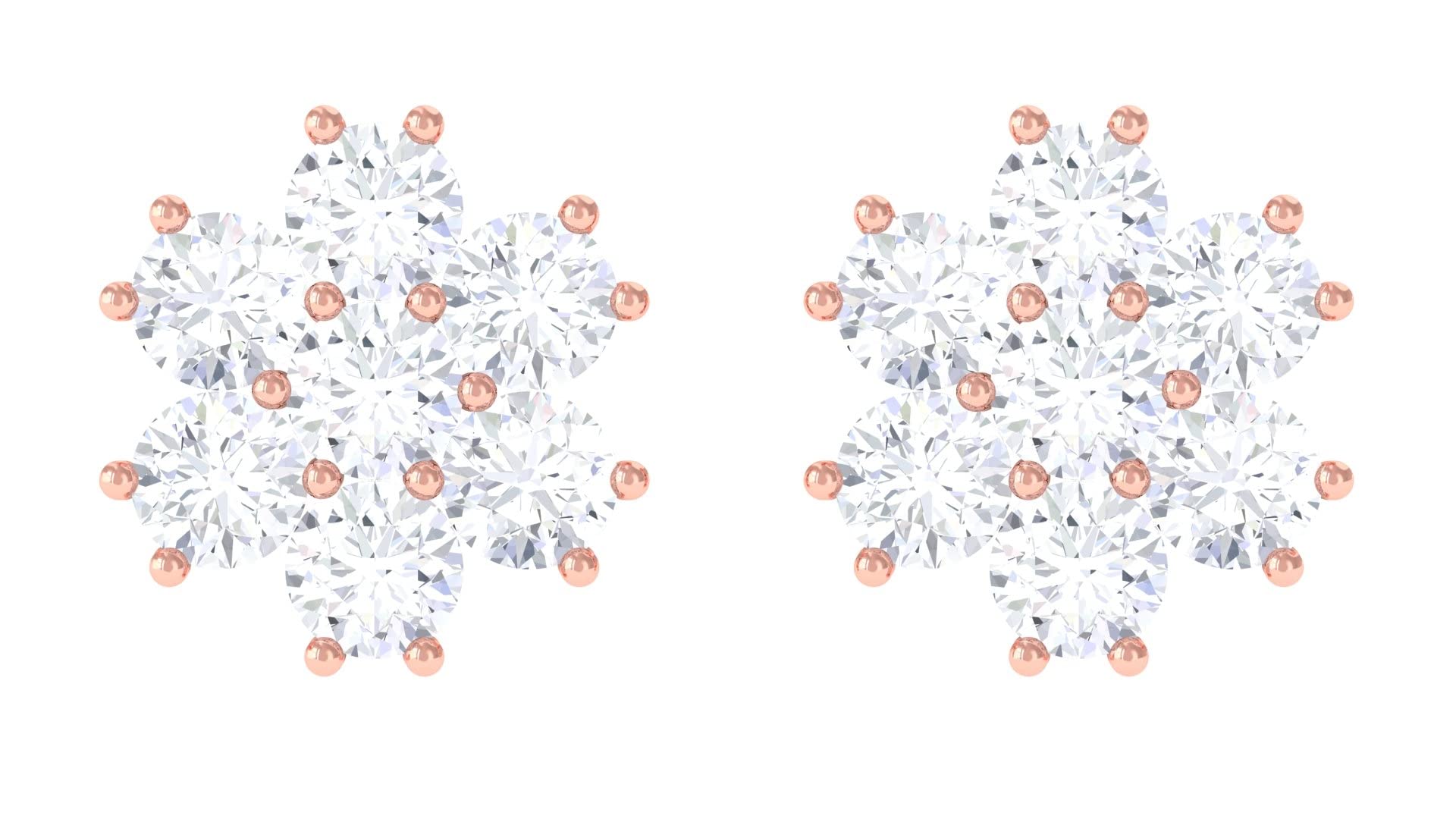 1.25 CT Diamond Stud Earrings for Women - 14K Solid Gold Floral Cluster Earrings | Elegant Jewelry Gift for Anniversary, Wedding & Special Occasions