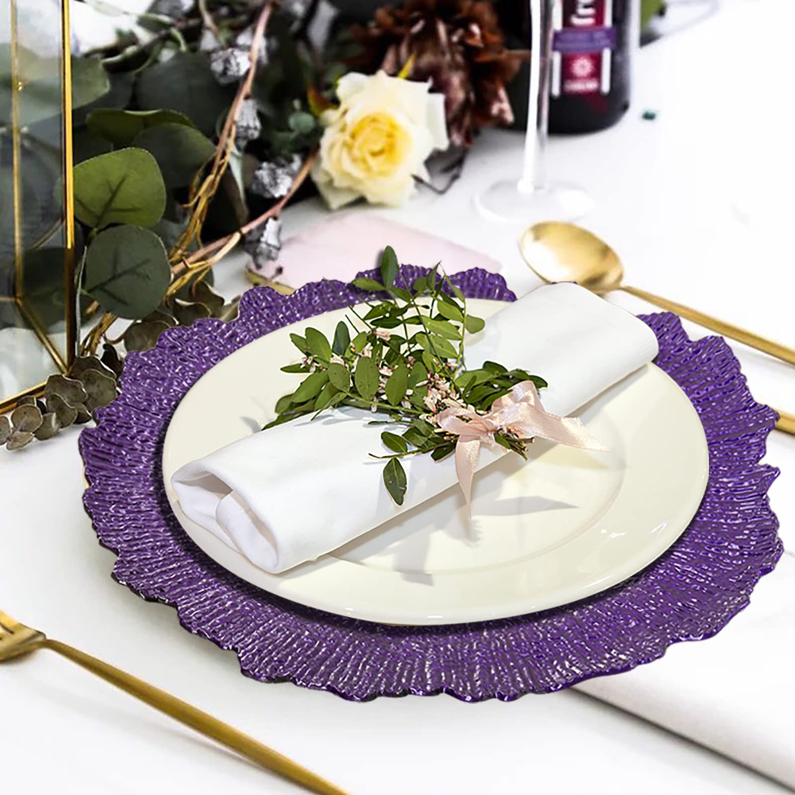 12 Pack Purple Charger Plates - 13