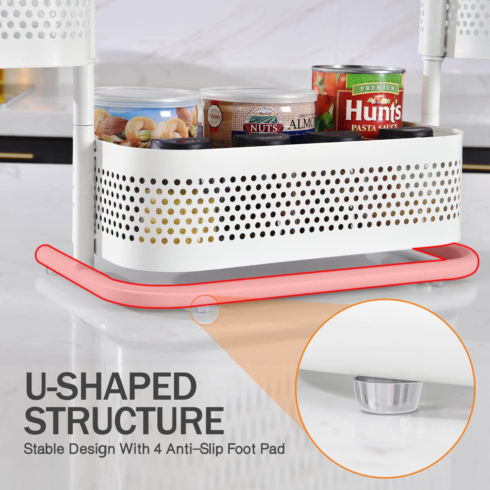 KINGRACK 3-Tier Rotating Bathroom Organizer - Countertop Vanity Tray & Spice Rack Storage | Easy Assembly Space-Saving Organizer for Bathroom, Kitchen, Laundry Room | Perfect for Small Spaces, Makeup Storage & Pantry Organization (White)