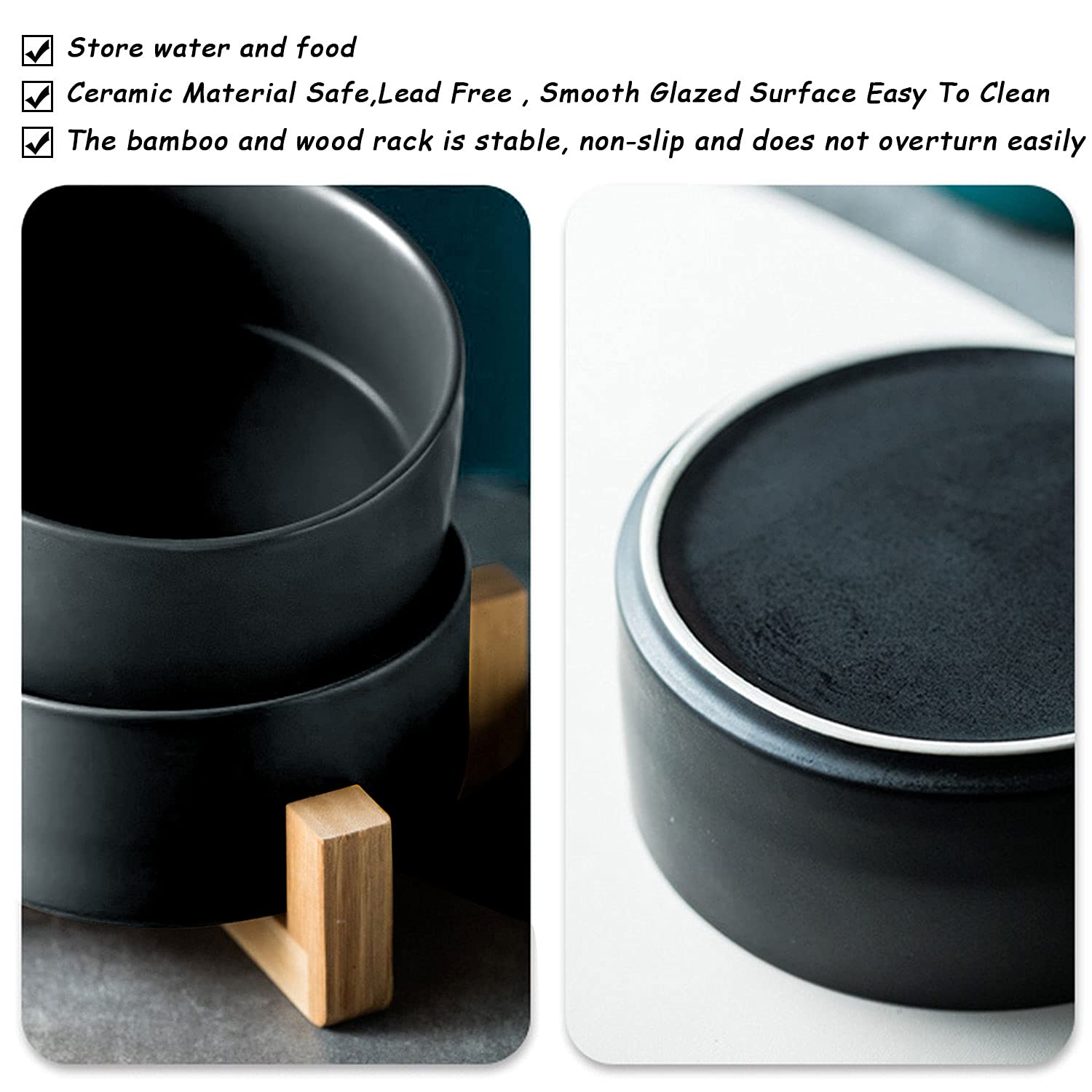 Petygooing Ceramic Elevated Dog Bowl Set with Stand - Non-Slip Pet Food & Water Dishes for Small Dogs & Cats (13.5oz/5.1in) - Perfect for Kitchen, Dining Area or Pet Feeding Station