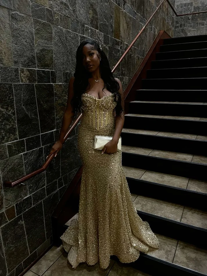 Elegant Mermaid Sequin Evening Dress with Sweetheart Neckline - Formal Party Gown J6460 for Prom, Wedding, Cocktail & Special Occasions