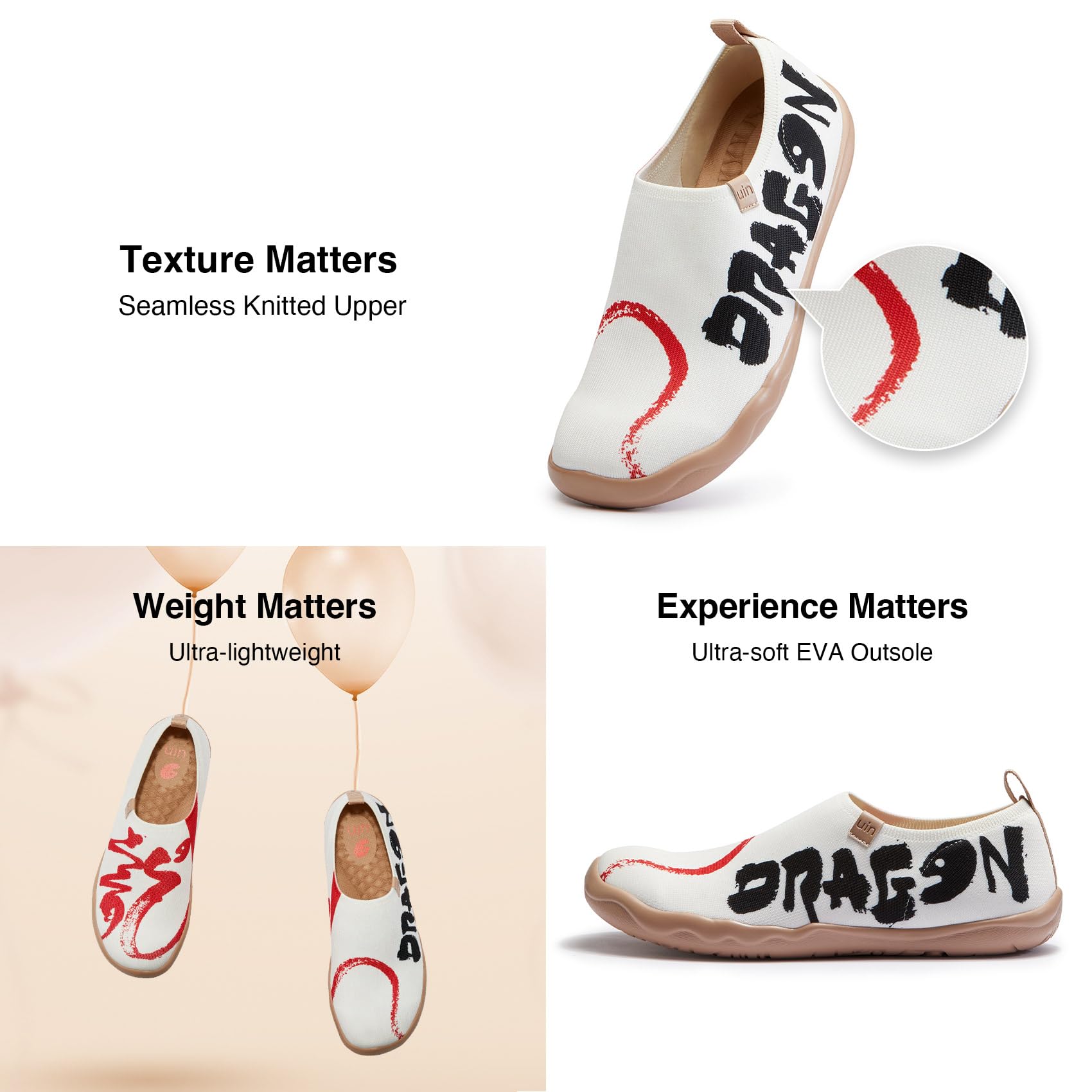 UIN Year of The Dragon Women's Slip-On Loafers - Comfortable Travel Walking Shoes for Casual Wear | 2024 Chinese Lunar New Year Collection | Perfect for Daily Commute, Weekend Outings & Festival Celebrations