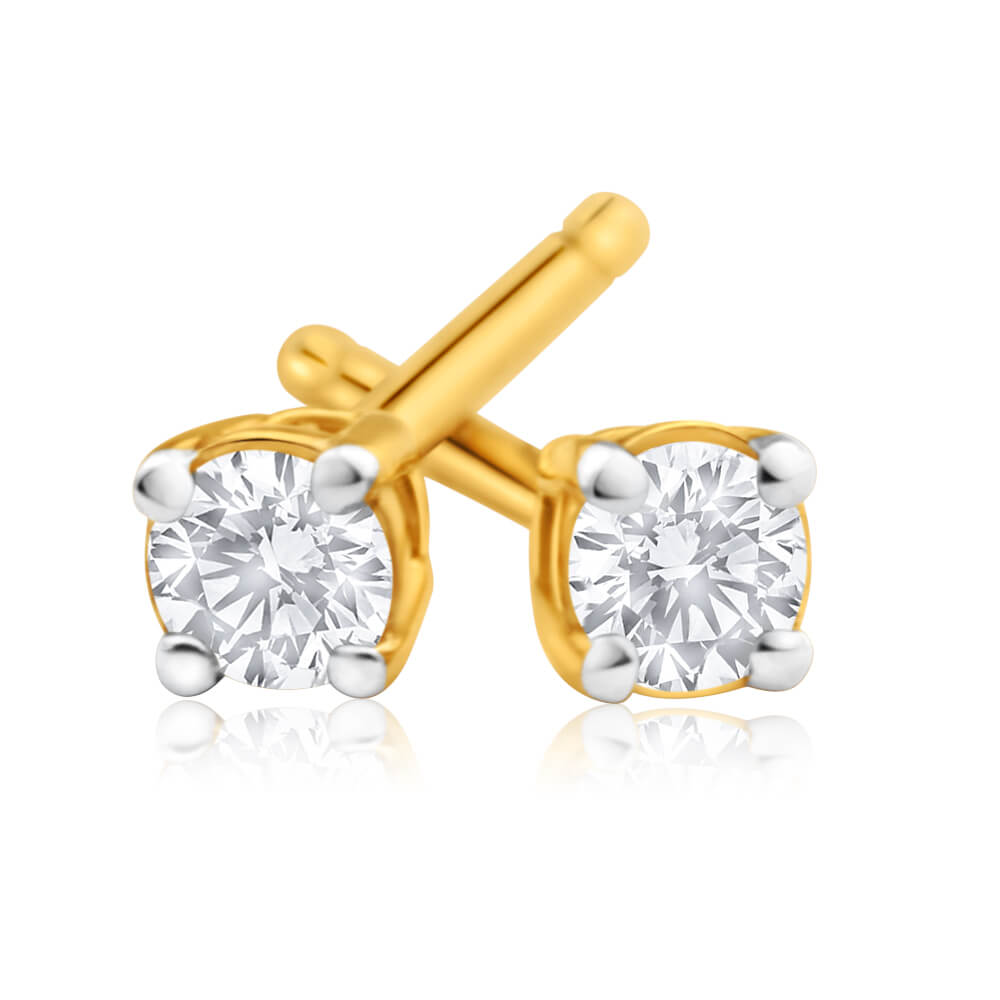 9ct Yellow Gold Diamond Stud Earrings for Women - Elegant & Timeless Jewelry Gift for Anniversary, Birthday or Special Occasion