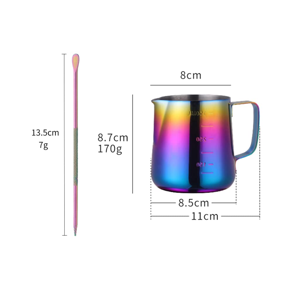 Premium 350ml (12oz) Stainless Steel Milk Frothing Pitcher with Latte Art Pen - Barista-Grade Coffee Steaming Jug for Cappuccino, Latte & Hot Chocolate Making - Perfect for Home Cafes & Professional Coffee Shops