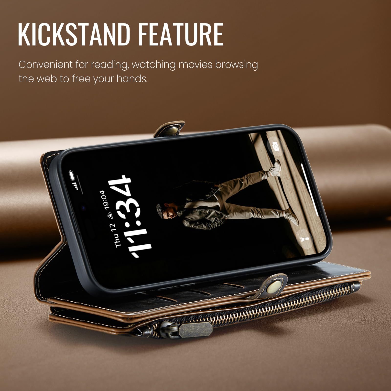 Defencase RFID Blocking Wallet Case for Motorola Moto G Stylus 5G 2023 - Premium PU Leather Magnetic Flip Cover with Card Holder & Zipper Pocket - Perfect for Everyday Use, Travel & Commuting (Coffee)
