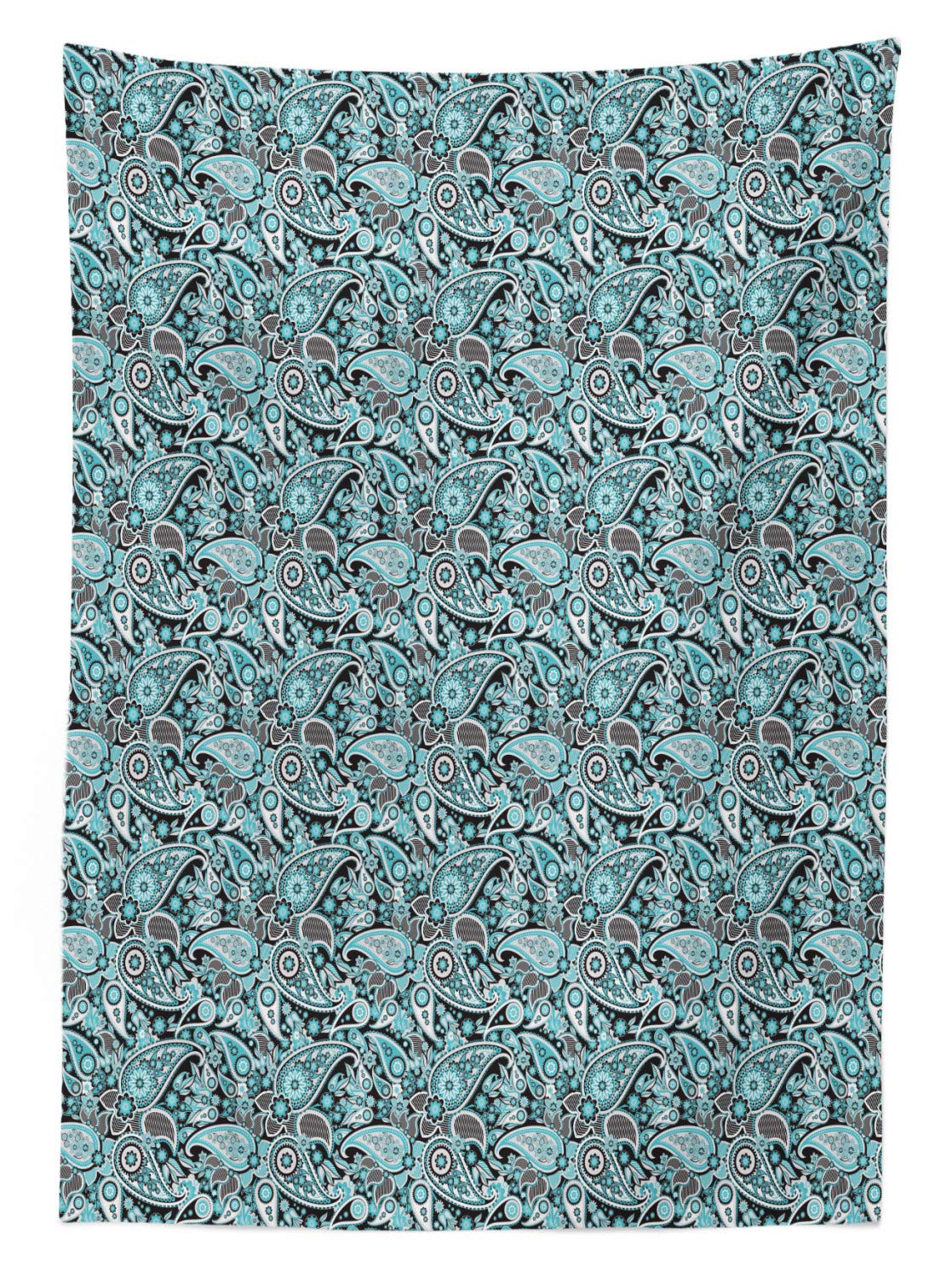 Ambesonne Blue Paisley Waterproof Outdoor Tablecloth - Traditional Buta Ornament Floral Design Washable Picnic Table Cover 58x120 Inches - Perfect for Patio Dining, BBQs, Garden Parties & Outdoor Events (Dark Brown & Sea Blue)