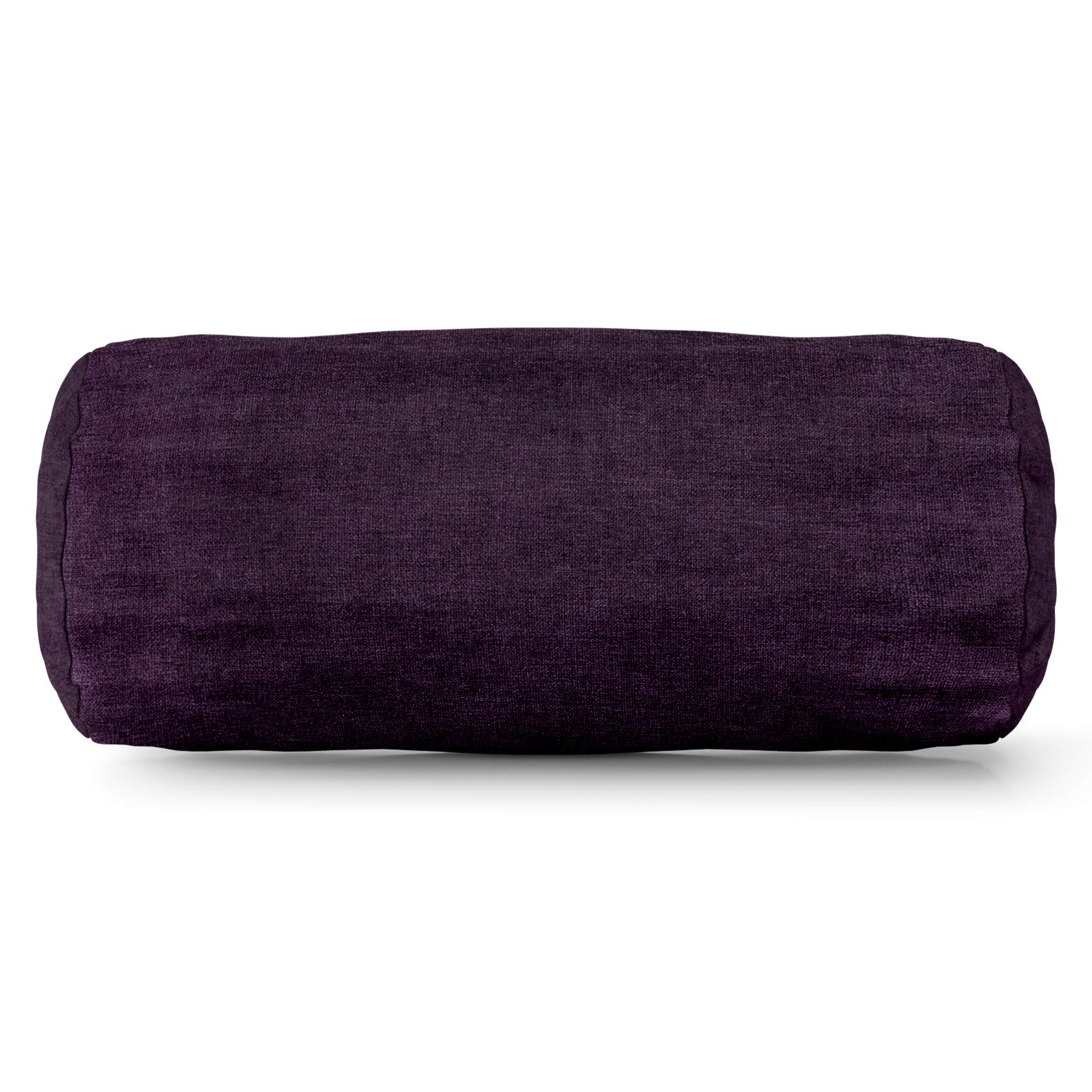 Majestic Home Goods Villa Round Bolster Pillow - Soft & Supportive for Neck & Back - Perfect for Bed, Sofa & Reading - Elegant Aubergine Color