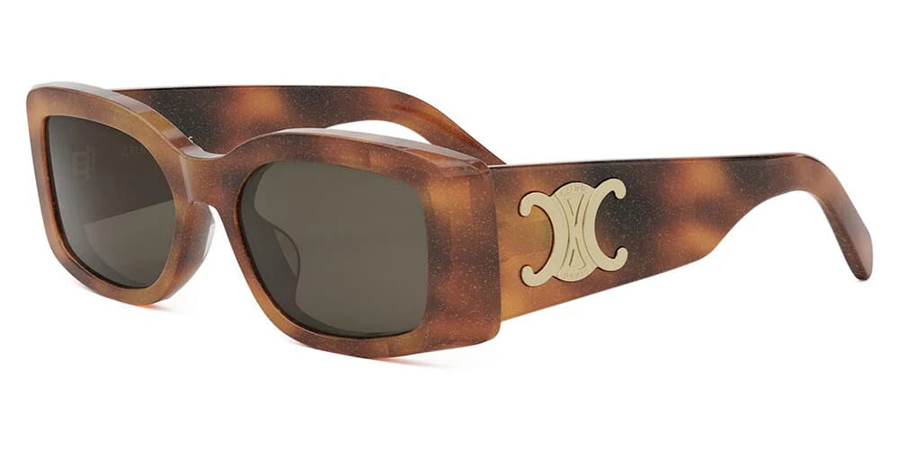 Celine CL40282U Havana Brown Triomphe XL Sunglasses for Women - Luxury Oversized UV Protection Shades for Beach, Driving & Fashion Outfits