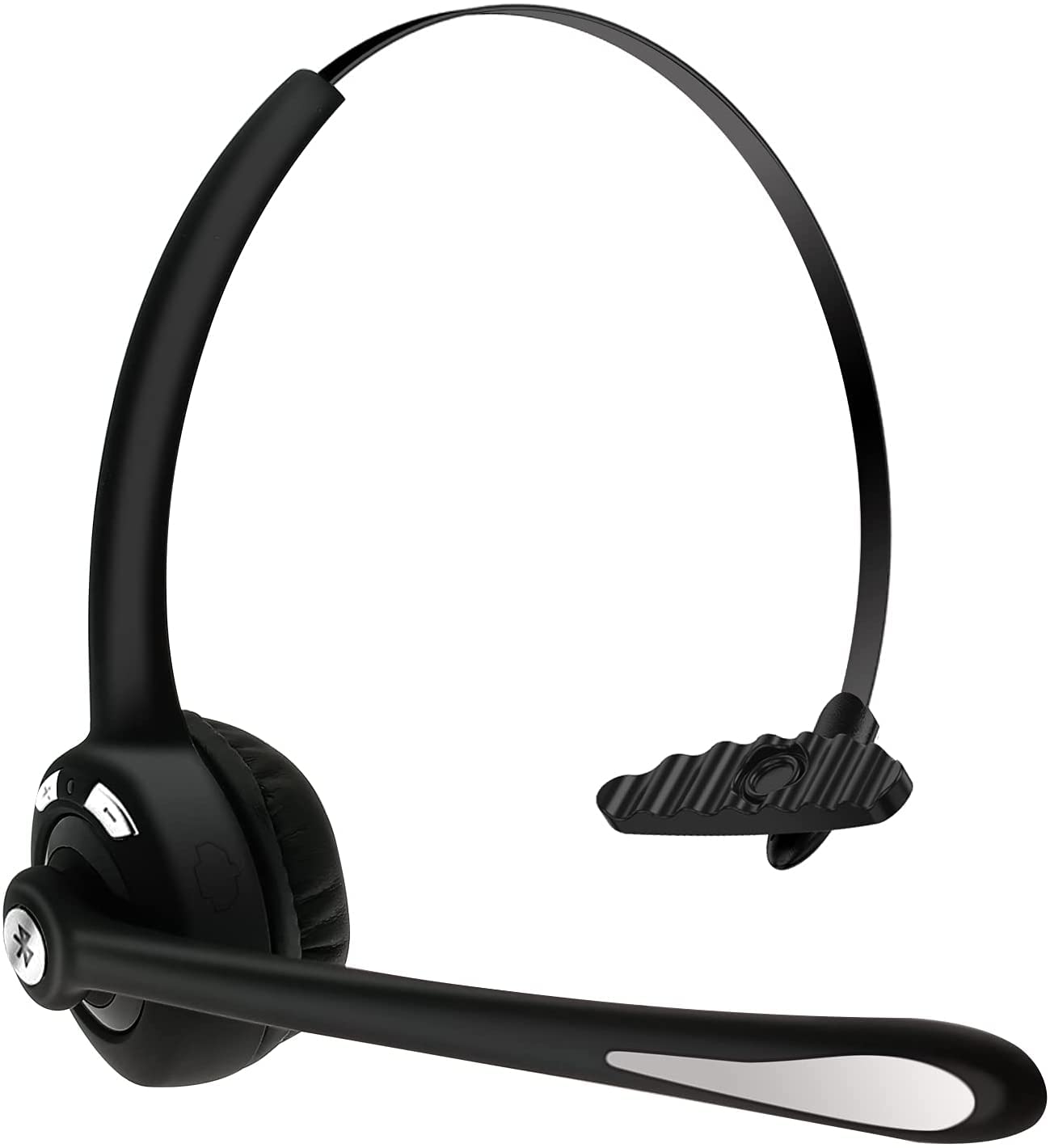 Wireless Bluetooth Headset with Microphone - 12 Hours Talk Time for Truckers, Call Center & Office Use - Noise Cancelling Headphones for Skype, PC, Home Office & Long Driving