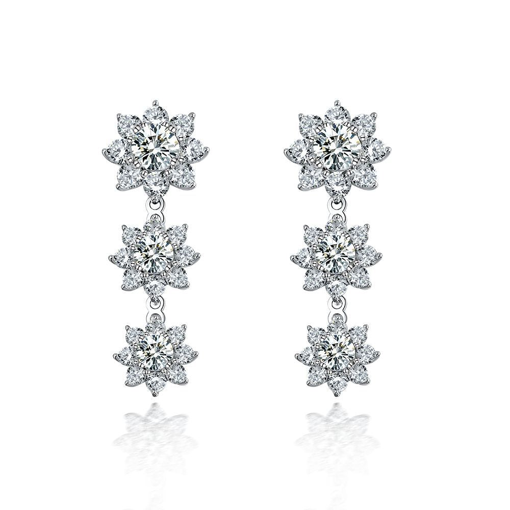 Exquisite Sapphire Floral Diamond Earrings for Women – Elegant Blue Gemstone Stud Earrings for Wedding, Party & Special Occasions