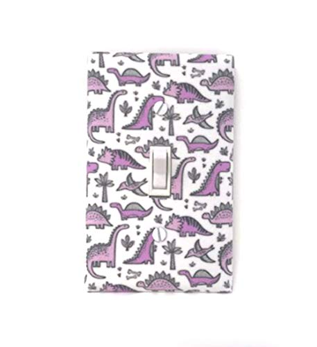 Purple Dinosaur Light Switch Cover - Nursery Decor for Girls - Bedroom & Kids Room