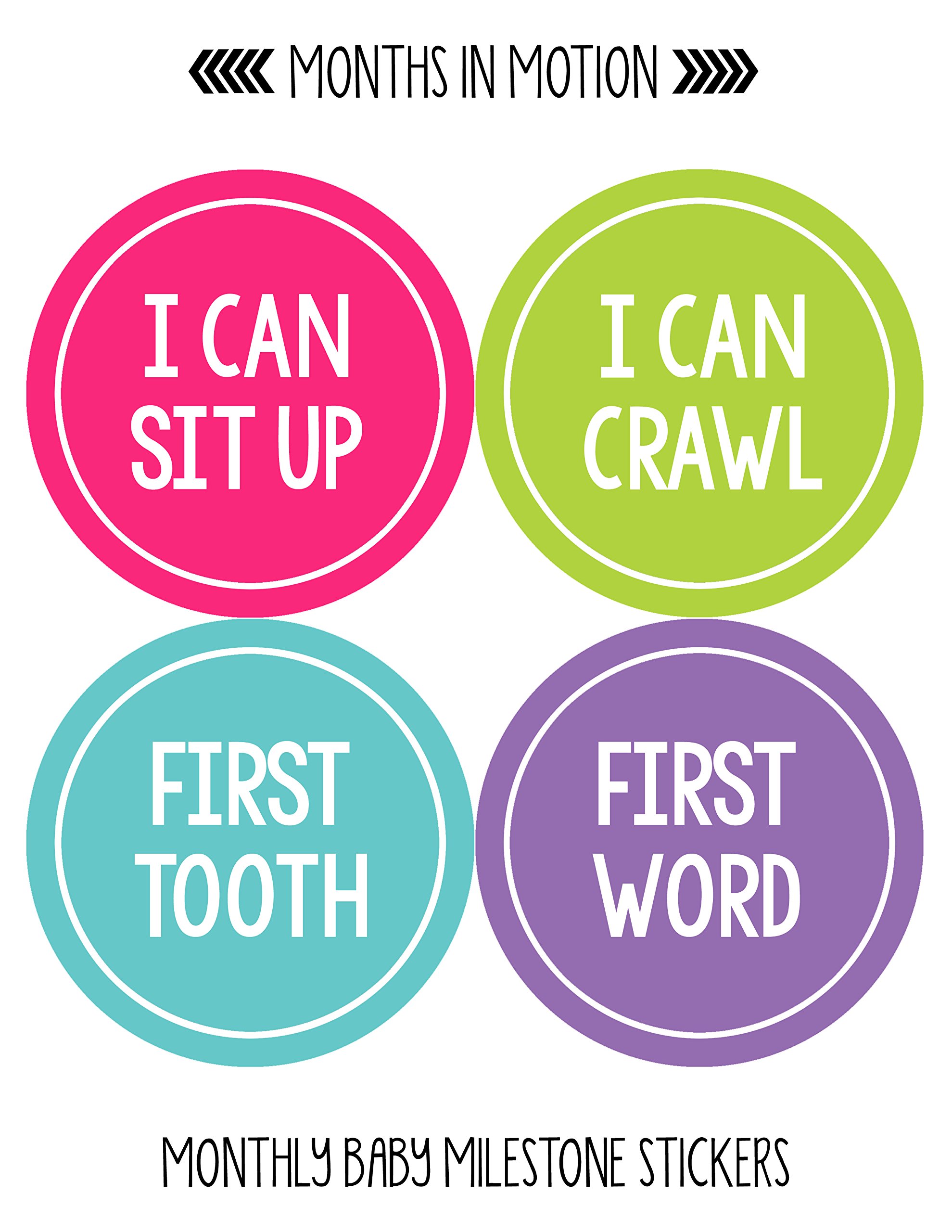 Baby Monthly Milestone Stickers - Newborn Girl Growth Tracking Stickers - Set of 20 Adhesive Photo Props for Baby's First Year - Perfect for Baby Photo Albums, Scrapbooking & Monthly Milestone Pictures