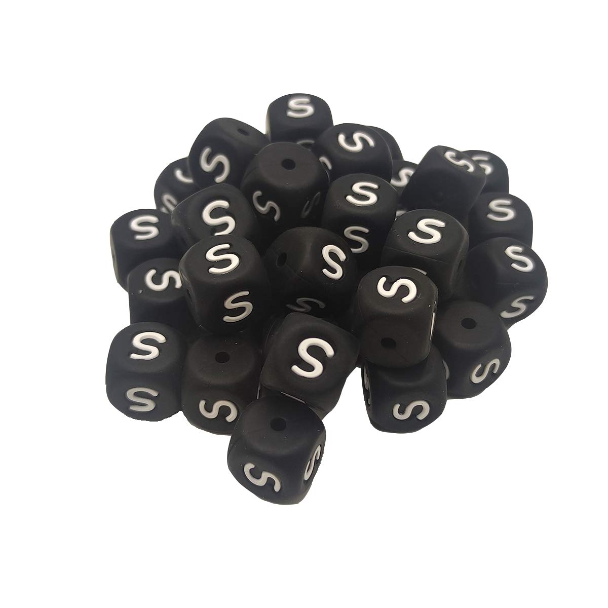12mm Silicone Alphabet Beads - 50pcs DIY Jewelry Making for Keychains & Lanyards