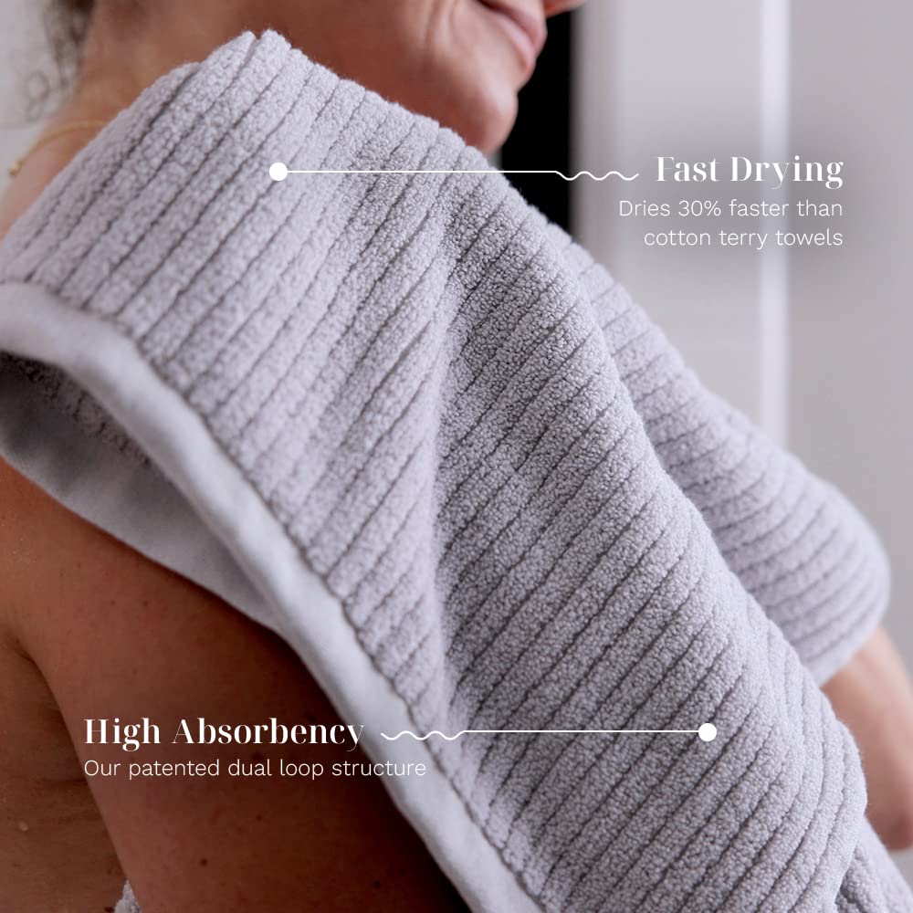 LUXOME Ultra Soft 6-Piece Bath Towel Set - Dual-Loop Design, Highly Absorbent & Quick Drying Pebble Gray Towels for Spa, Bathroom & Luxury Home Use