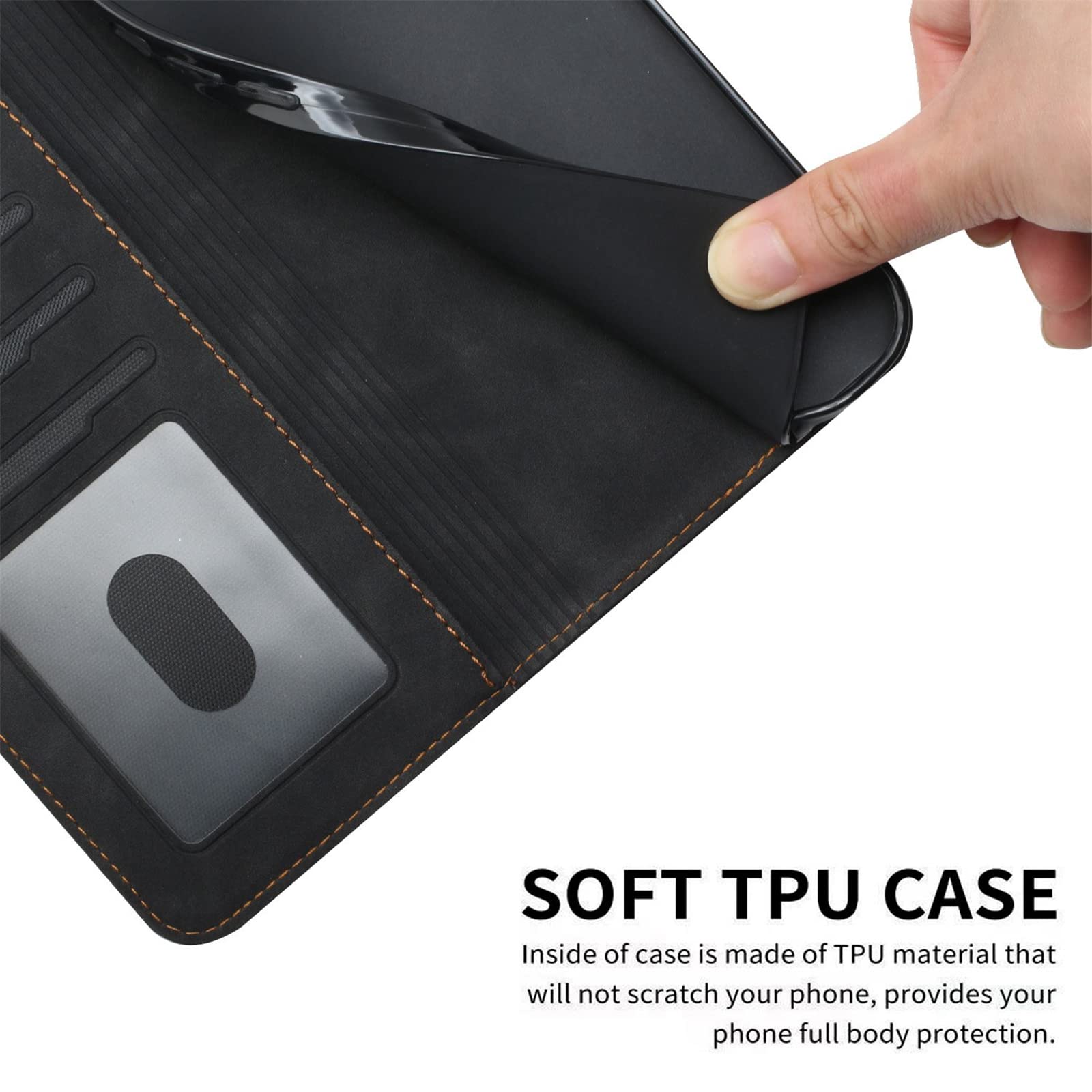 Premium PU Leather Magnetic Flip Wallet Case for Moto G Stylus 2021 - Built-in Kickstand & Card Slots | Full Protection Cover for Motorola G Stylus 2021 (Black) | Perfect for Work, Travel & Daily Use